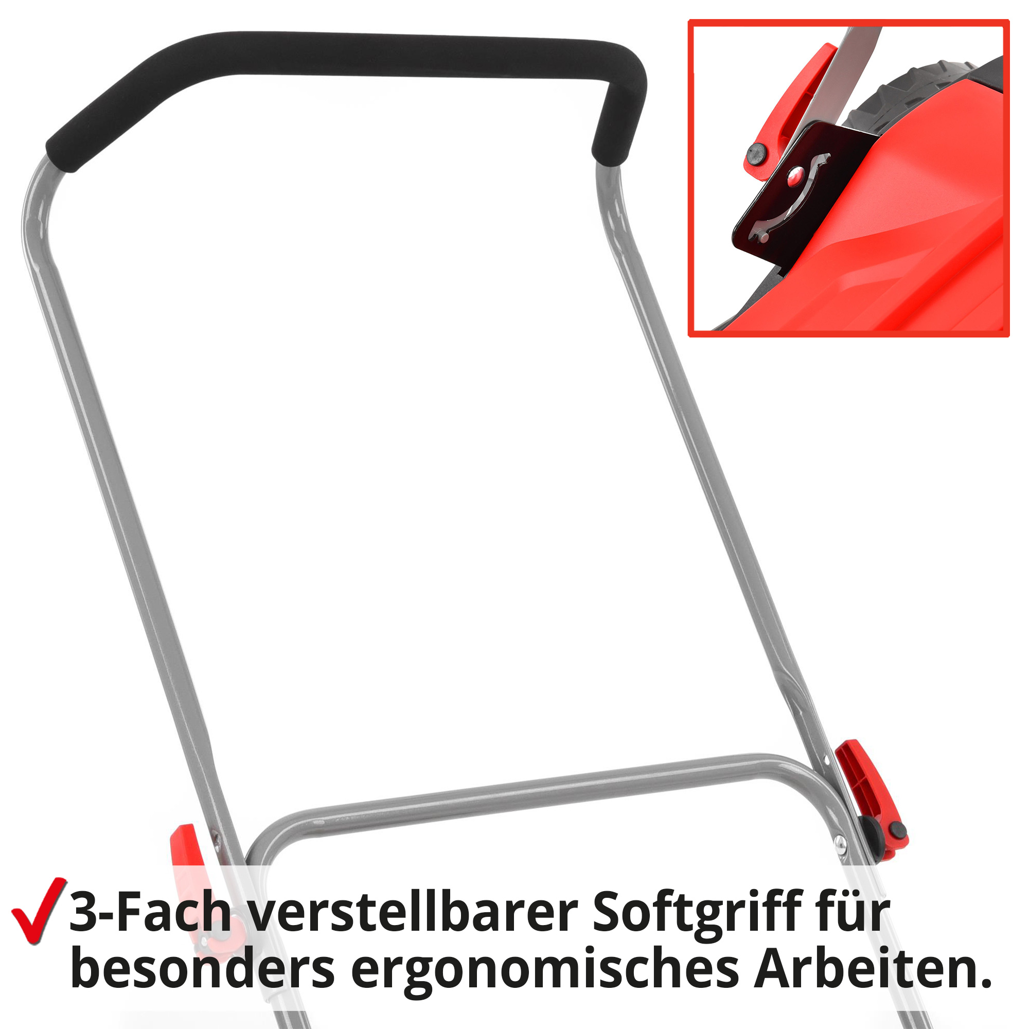 Hecht Handkehrmaschine mit 3- Fach Verstellbaren Softgriff für ergonomisches Arbeiten 