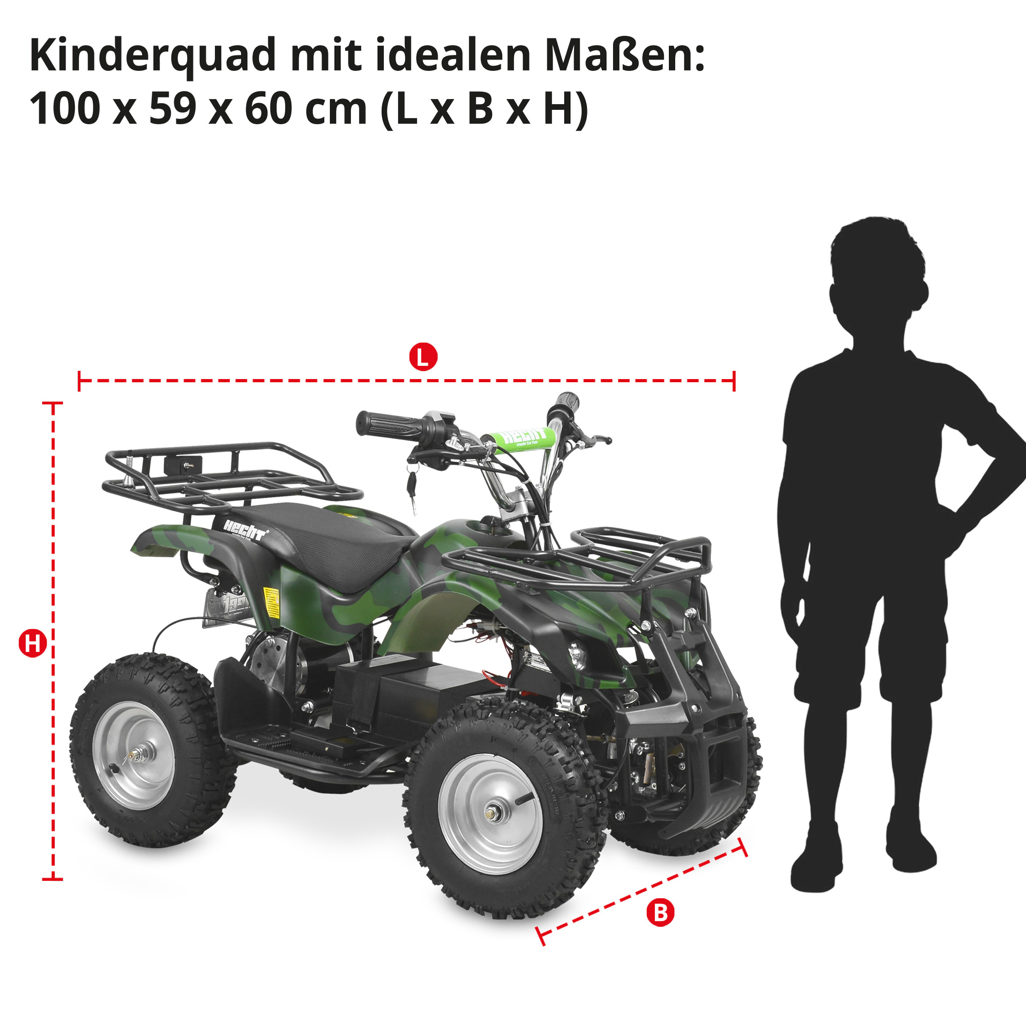 Quad; Kinderquad mit idealen Maßen: 100 x 59 x 60 Zentimeter