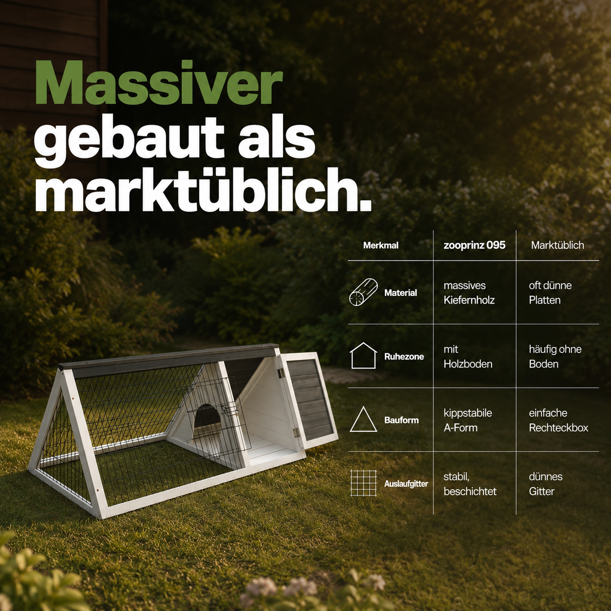 Vergleich: Massiver zooprinz Hasenstall bietet mehr Stabilität als üblich