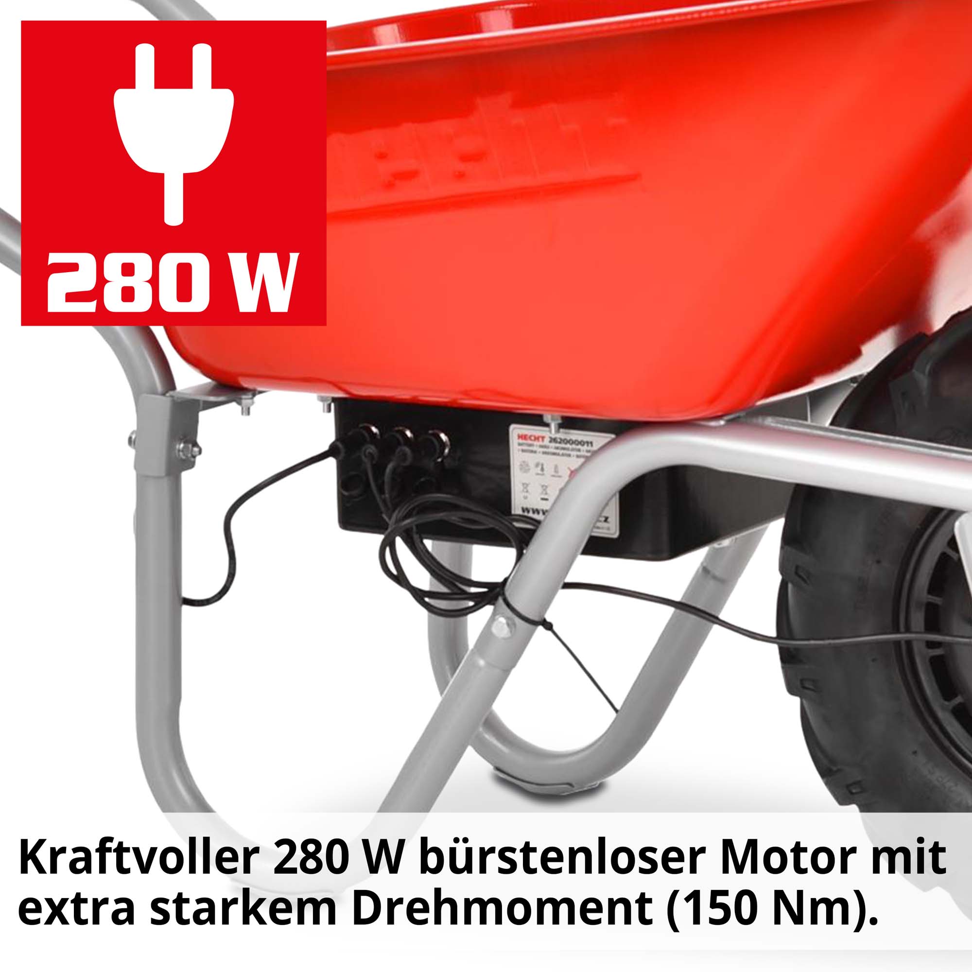 Hecht Elektro-Schubkare mit starken 280 W Motor und 180 Nm Drehmoment 