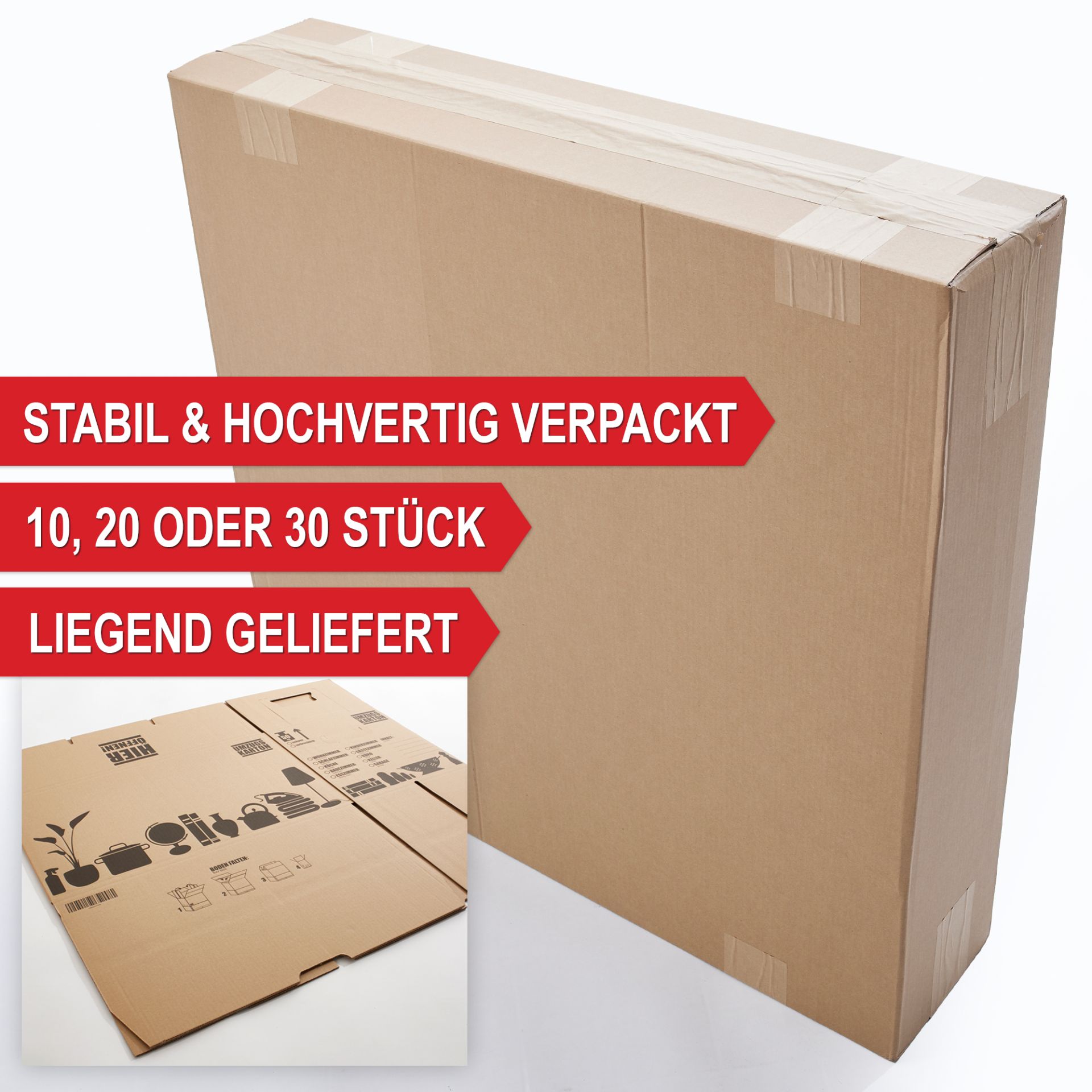 Stabil, hochwertig verpackt - Umzugskartons