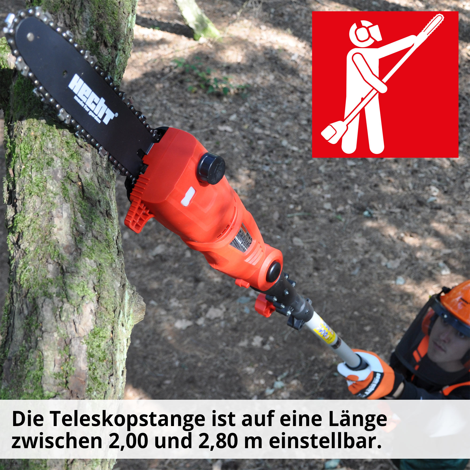 Hochentaster; Durch die Teleskopstange zwischen 2 Meter und 2,80 Meter einstellbar