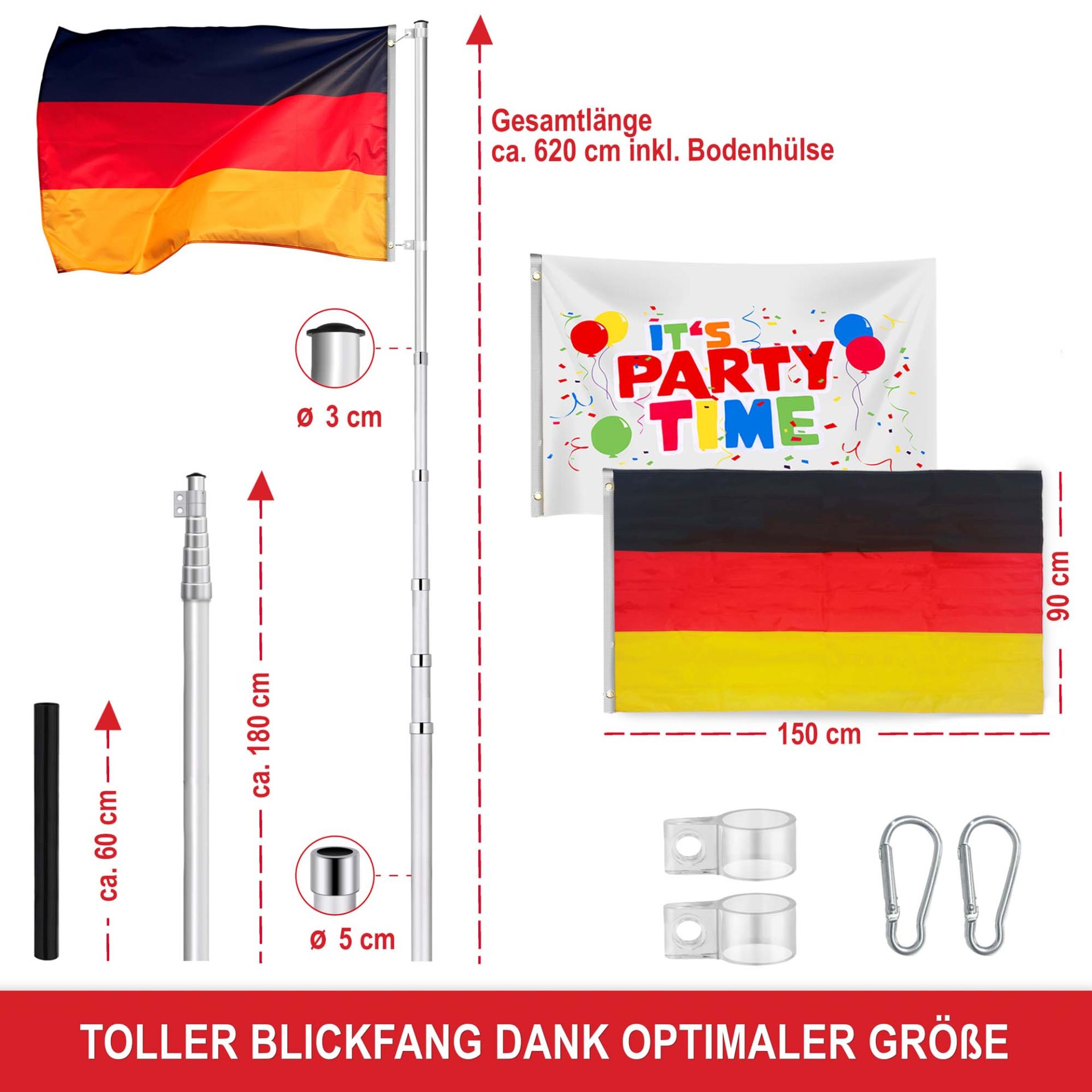 Fahnenmast - Toller Blickfang dank optimaler Größe