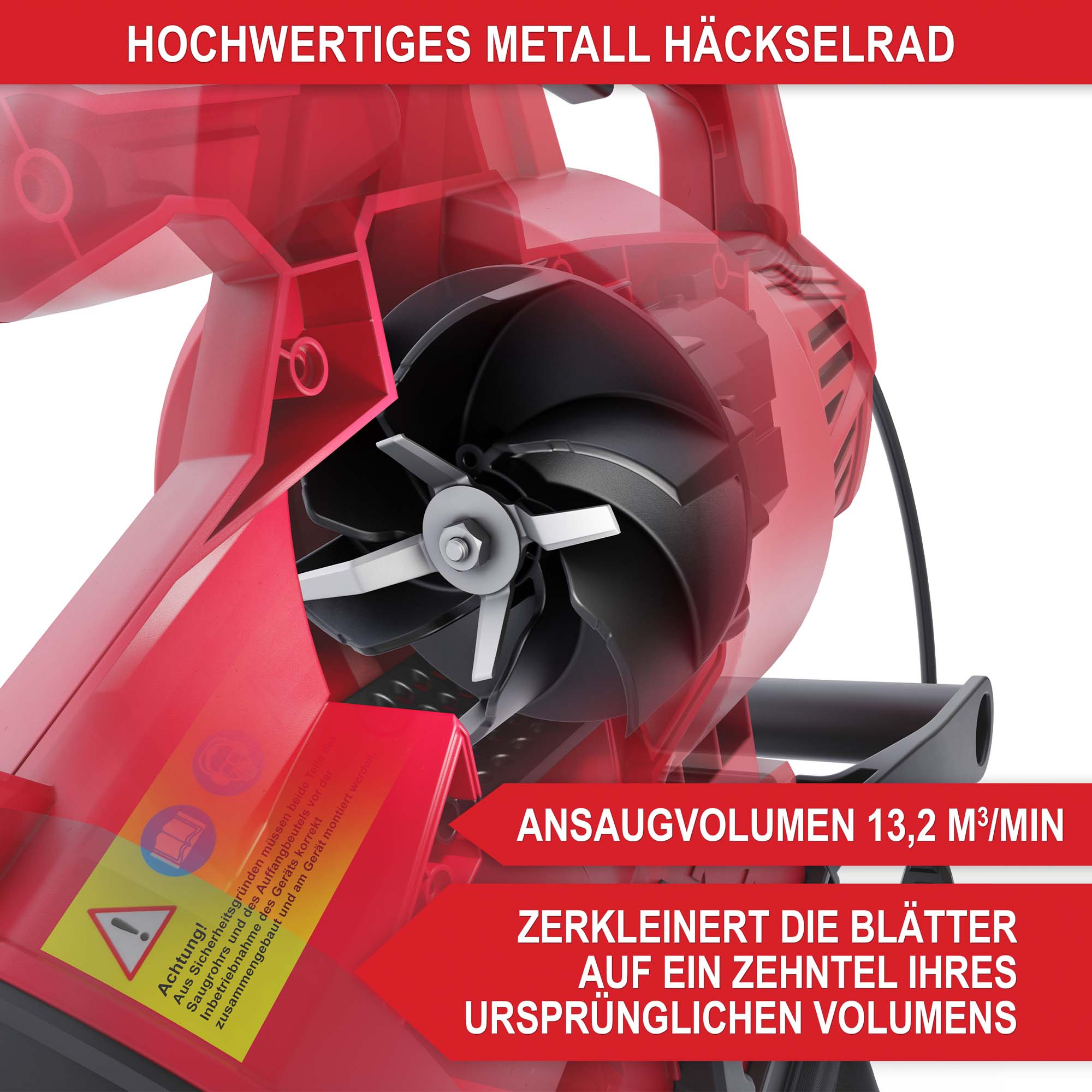 Elektro Laubsauger & Laubbläser LV3245 - Hochwertiges Metall-Häckselrad; großes Ansaugvolumen; zerkleinert Blätter zu kleinem Volumen