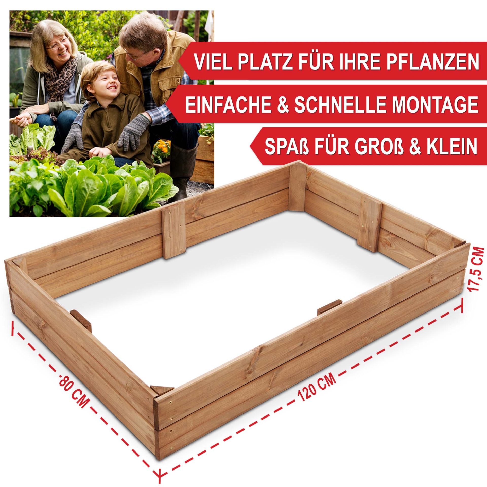 Beetrahmen - Viel Platz für Pflanzen, einfache und schnelle Montage, ebenfalls für Kinder