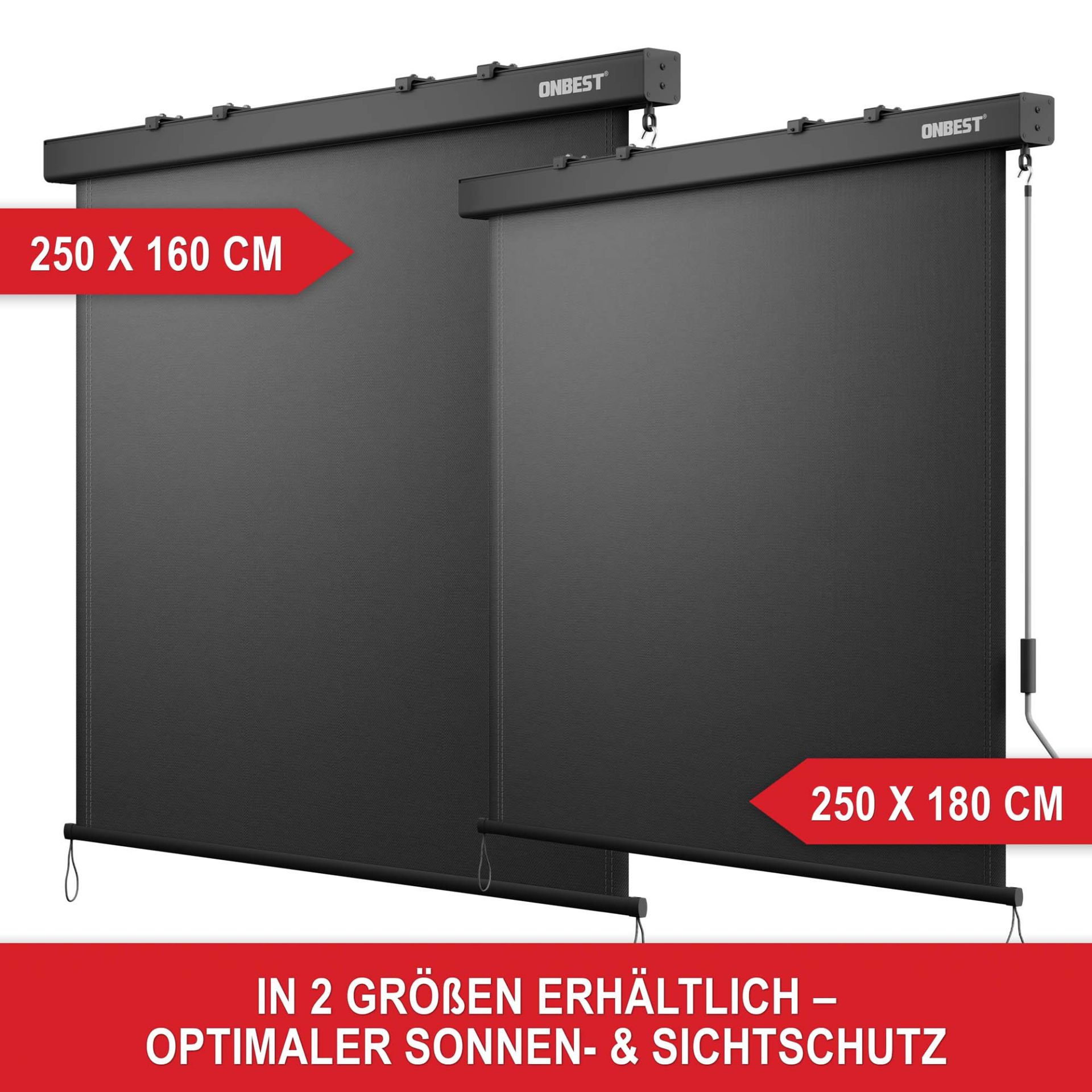 Vertikalmarkise L - In 2 Größen erhältlich; optimaler Sonnen- und Sichtschutz
