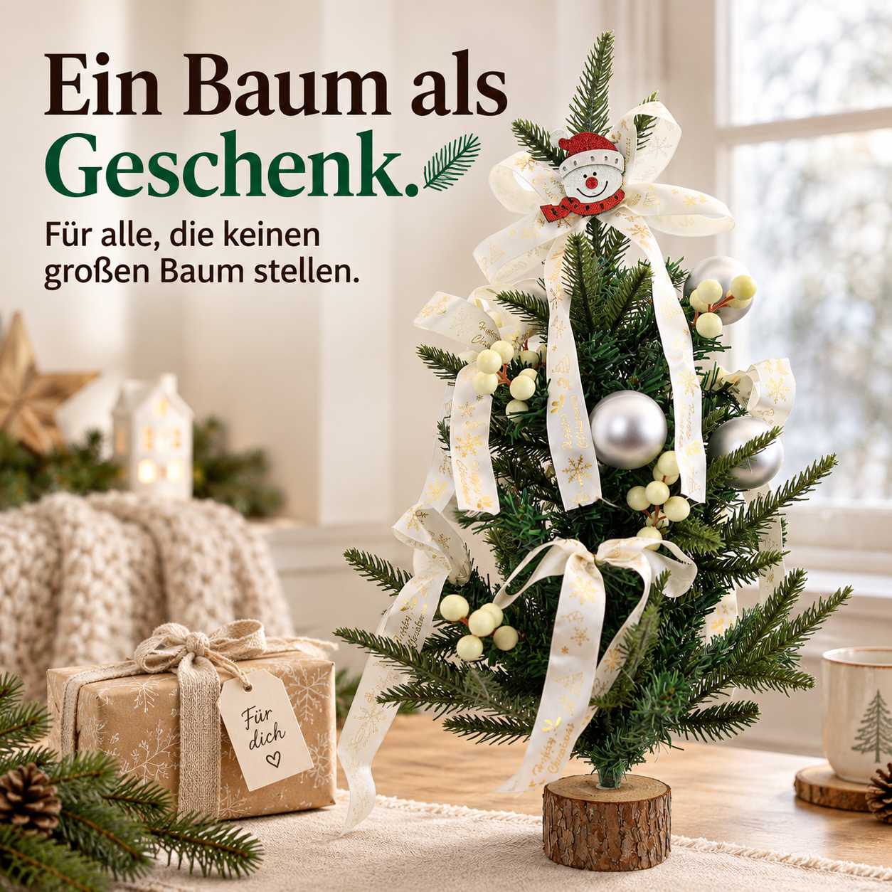 ONBEST Mini-Tanne als Geschenkidee für Räume ohne Platz für große Bäume (Dieses Bild wurde mit Hilfe von KI generiert.)