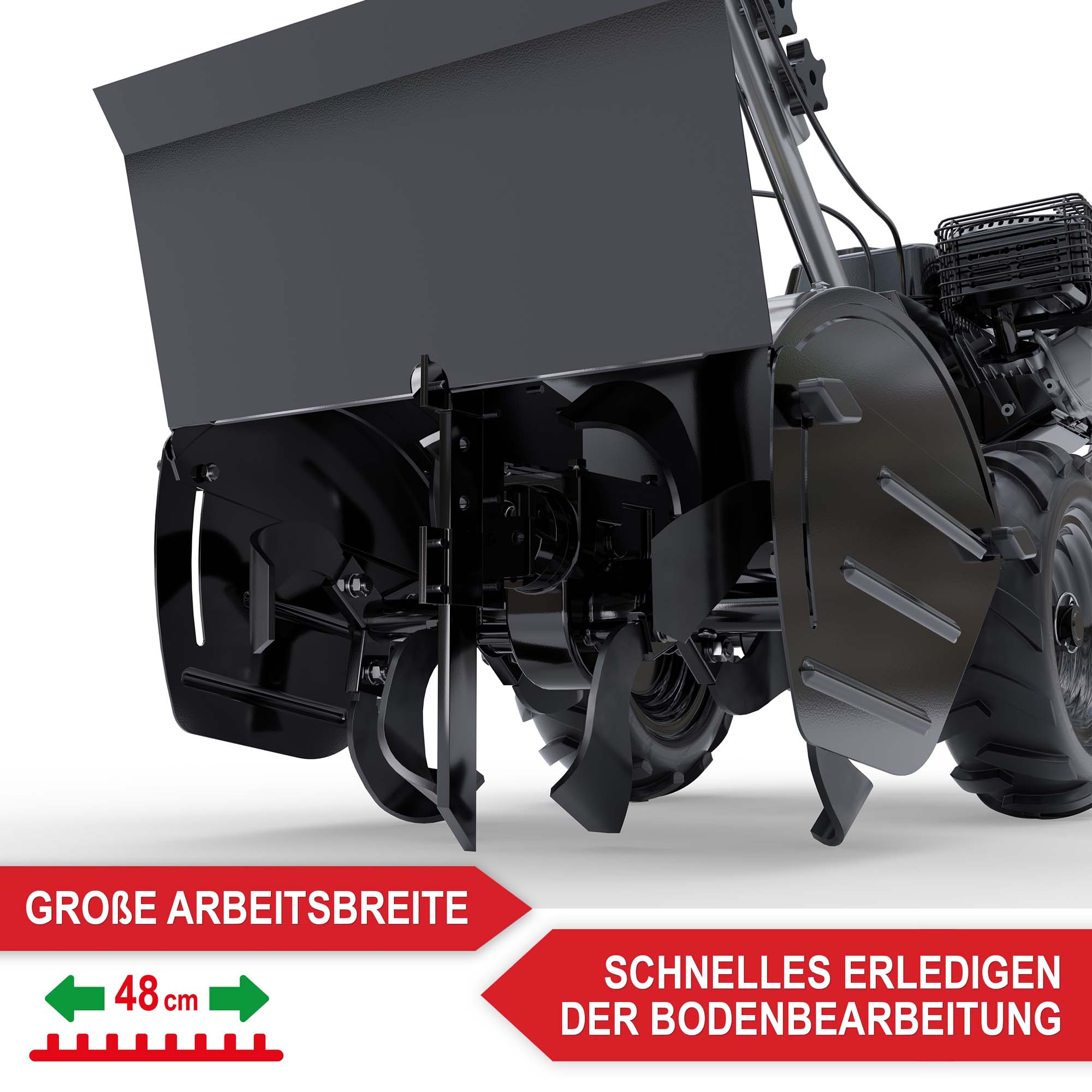 Gartenhacke Benzin; Große Arbeitsbreite und schnelles Erledigen der Bodenbearbeitung