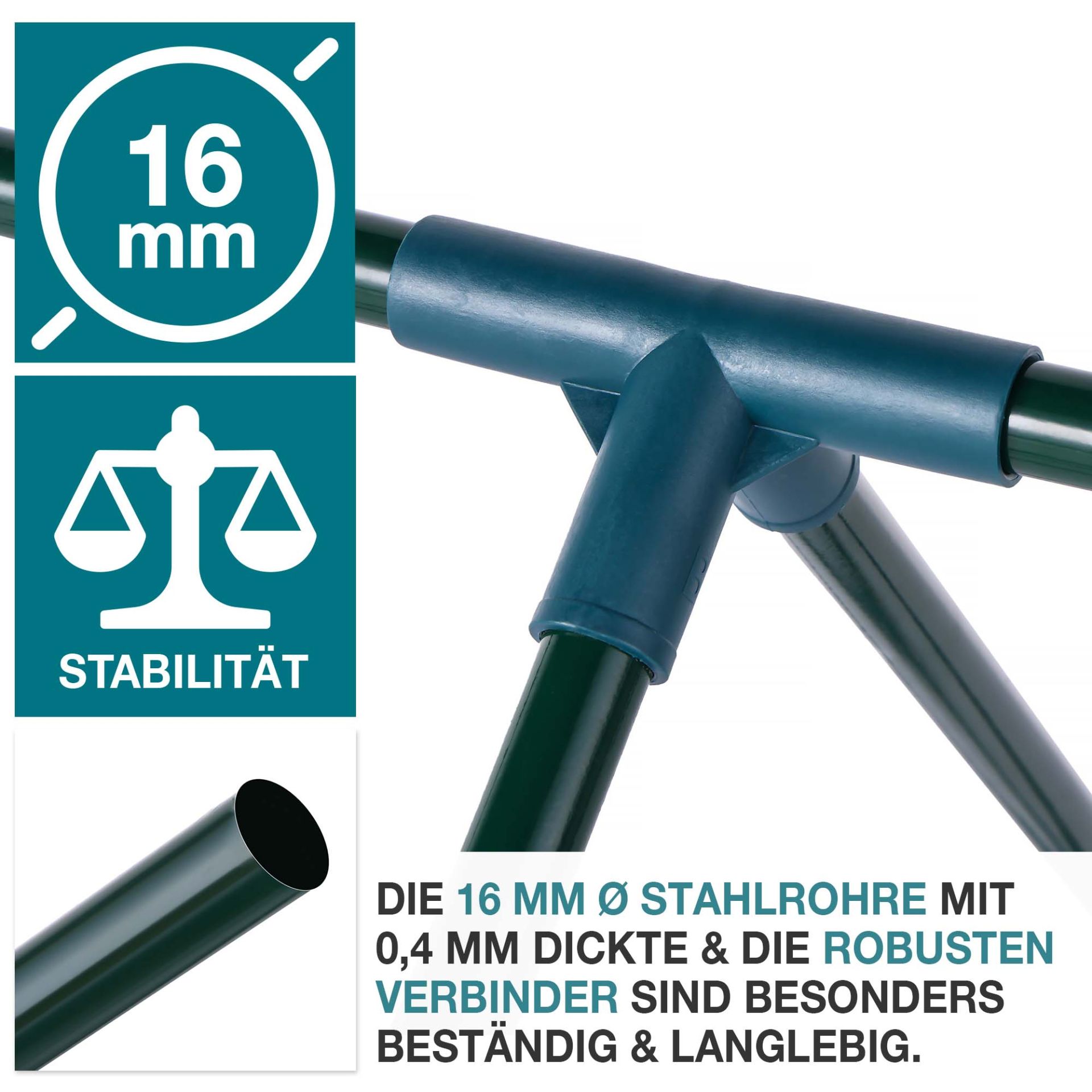 TOM Gewächshaus GH-72; Robuste Stahlrohre und Verbinder
