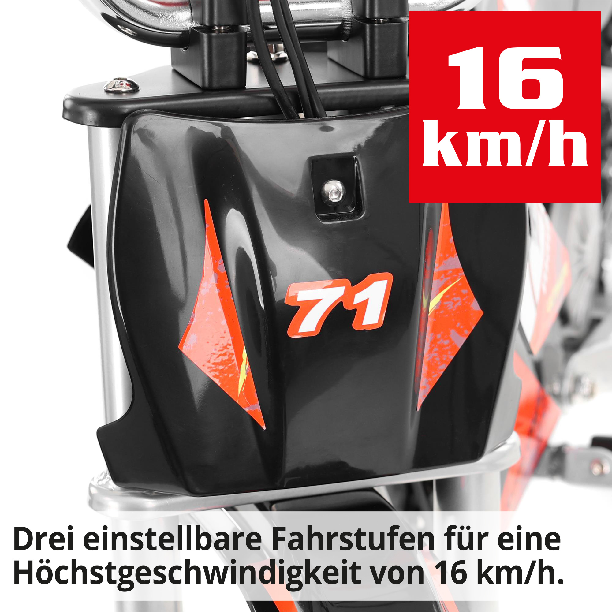 Red Pocketbike mit 3 einstellbaren Fahrstufen für eine Höchstgeschwindigkeit von 16km/h