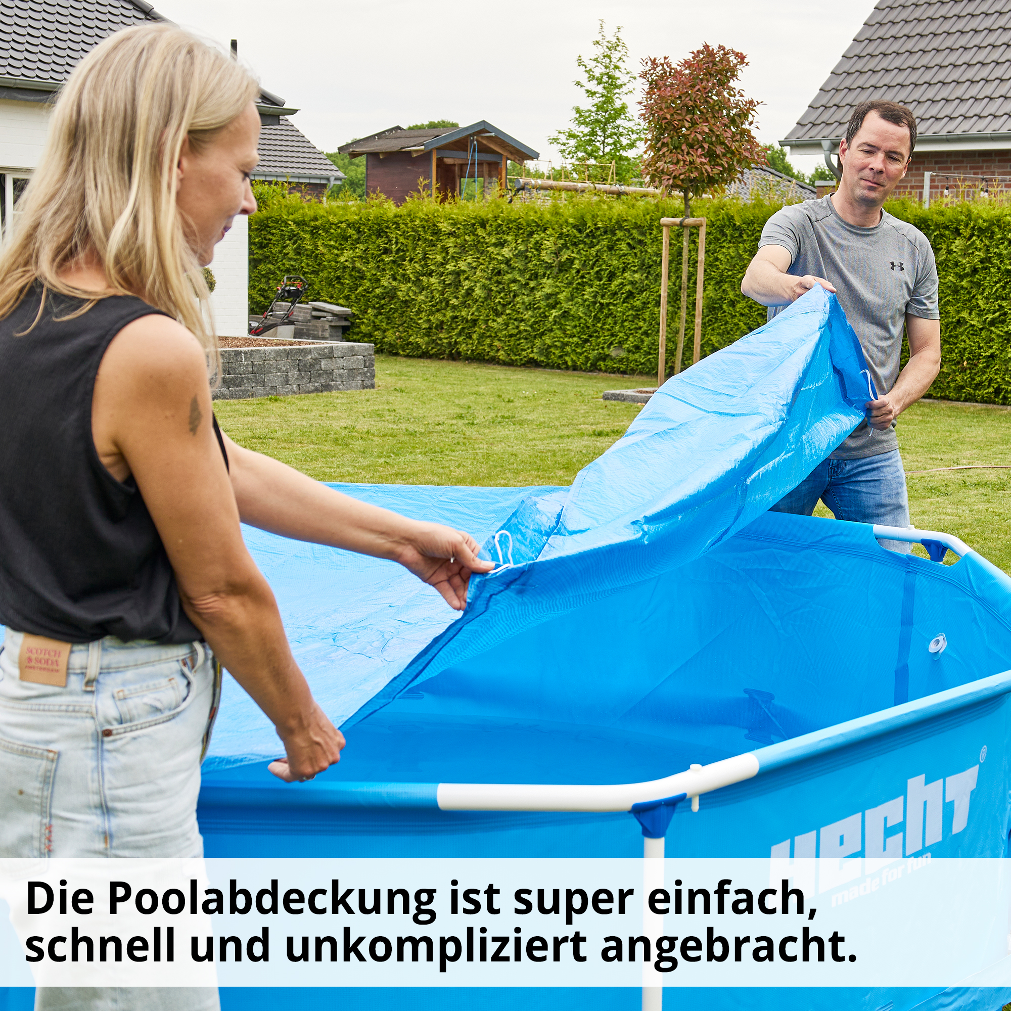 Hecht 000300 Poolabdeckung ist super einfach, schnell und unkompliziert angebracht
