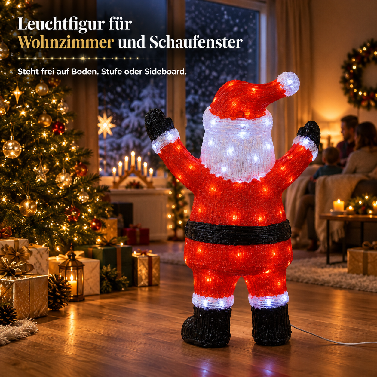 Deko Weihnachtsmann: Festlicher Blickfang für Wohnzimmer und Schaufenster (Dieses Bild wurde mit Hilfe von KI generiert.)