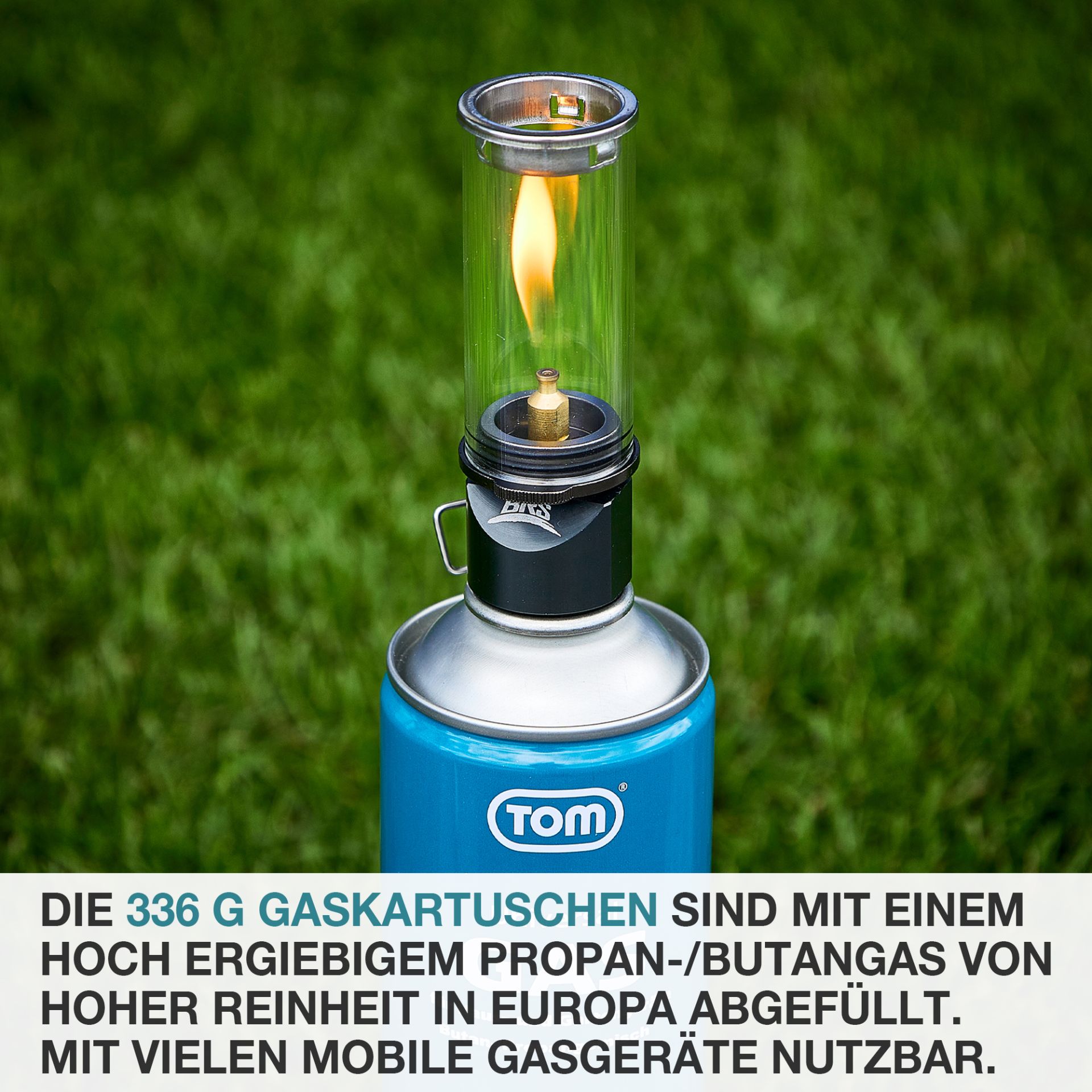 Die TOM LG-600 Gaskartusche ist mit hoch reinem Propan-/Butangas befüllt