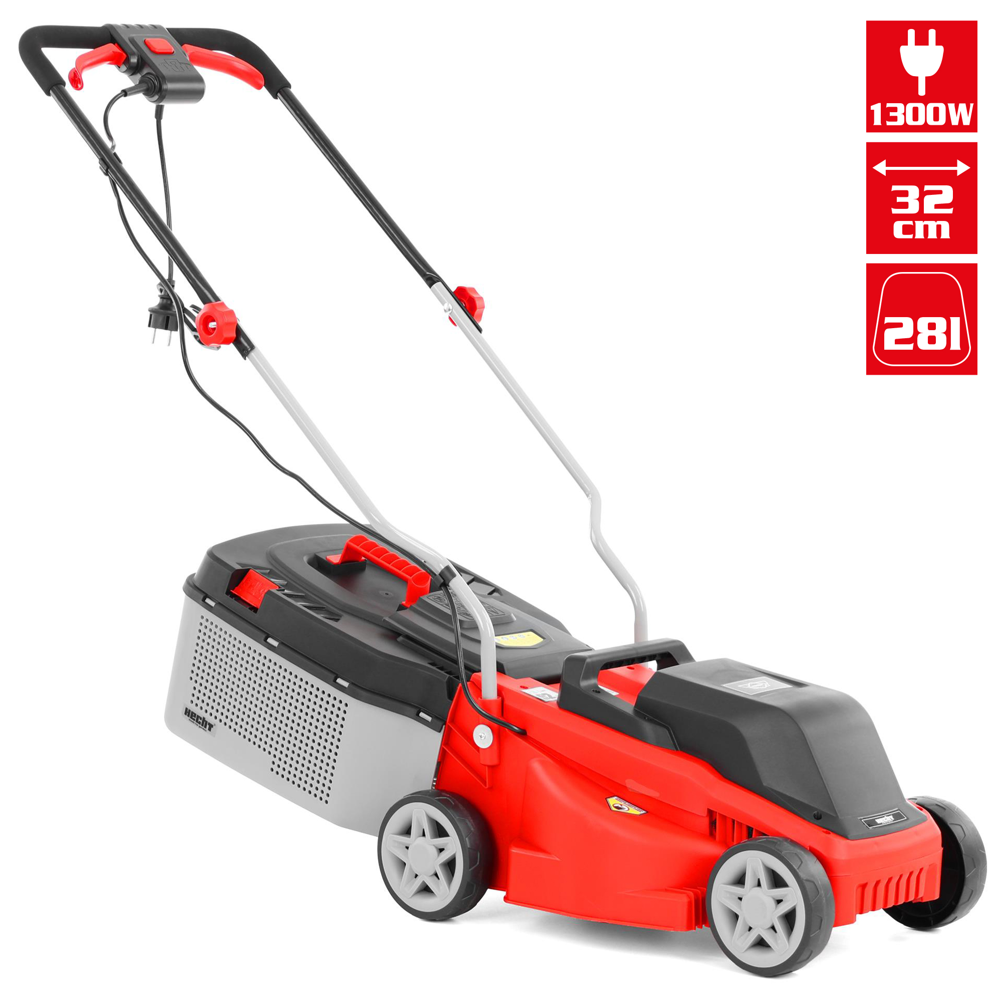 Elektro-Rasenmäher Hecht mit 32 cm Schnittbreite und 28 Liter Grasfangkorb 