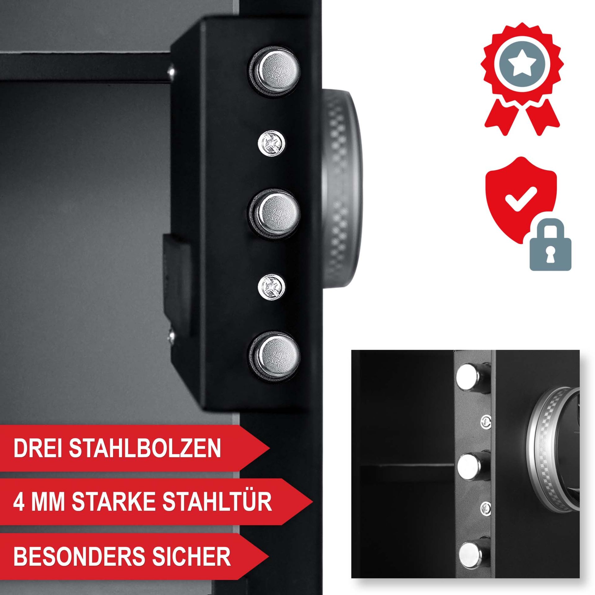 Möbeltresor XL - 3 Stahlbolzen, starke Stahltür, besonders sicher