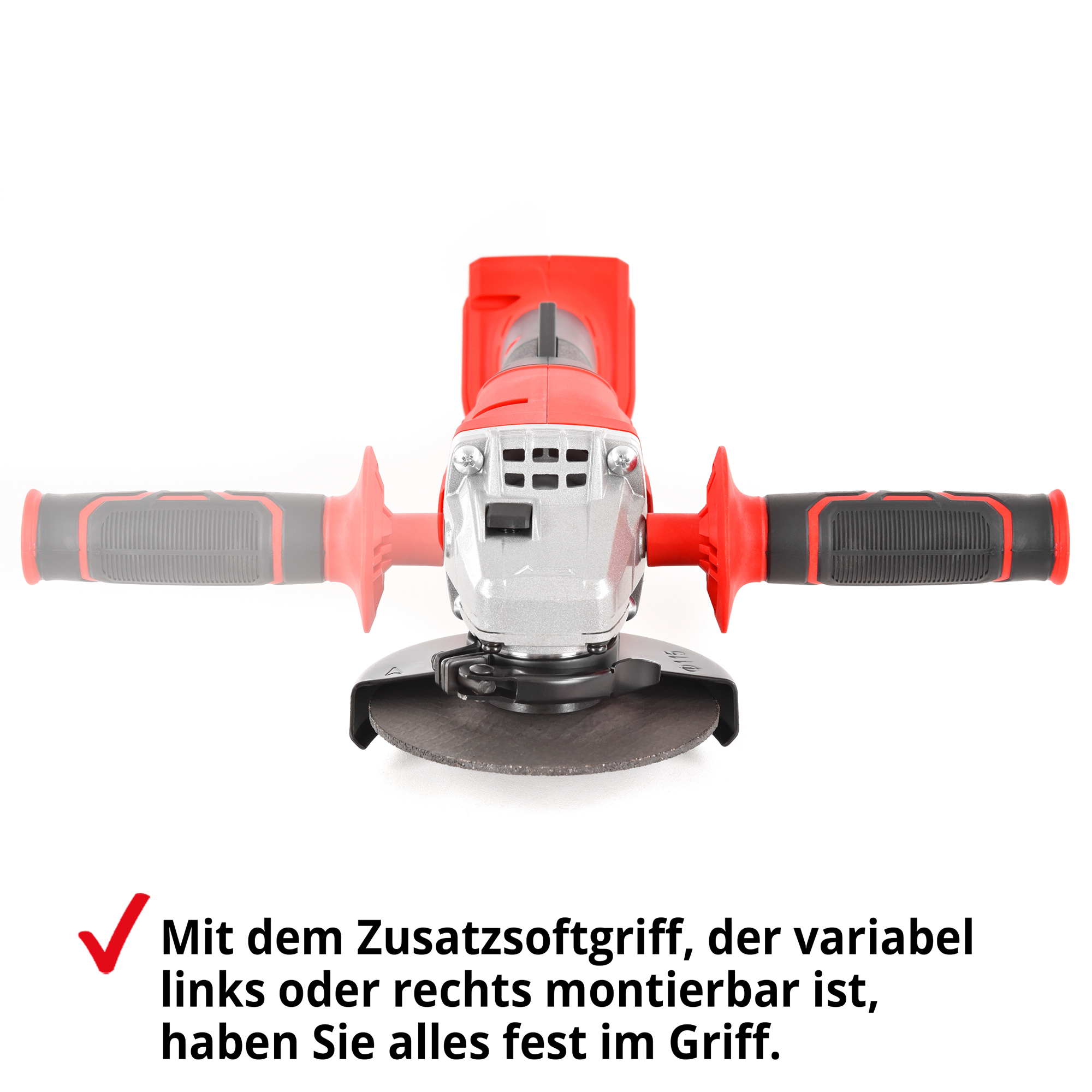 Akku Winkelschleifer; Zusatzgriff links und rechts montierbar
