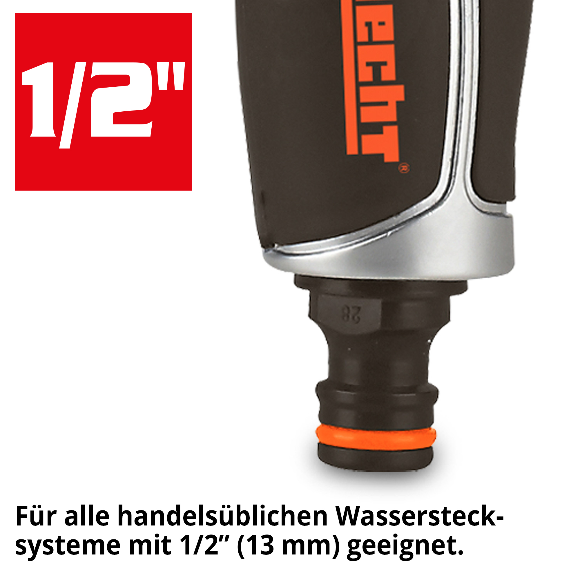 Gartenbrause; Für alle handelsüblichen Wasserstecksysteme mit 1/2 Zoll geeignet