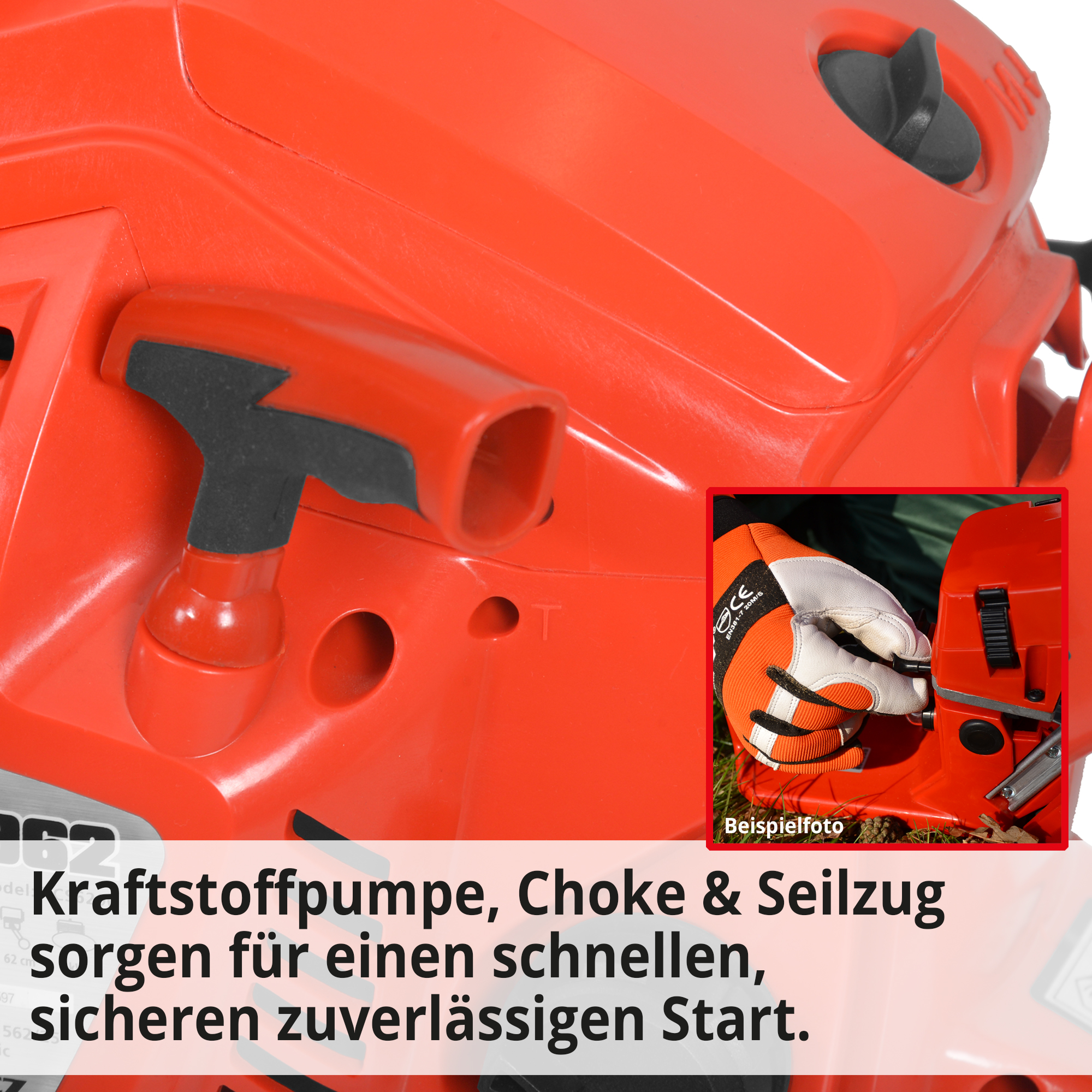 HECHT Benzin-Kettensäge mit Choke, Kraftstoffpumpe und Seilzug für schnellen, sicheren Start