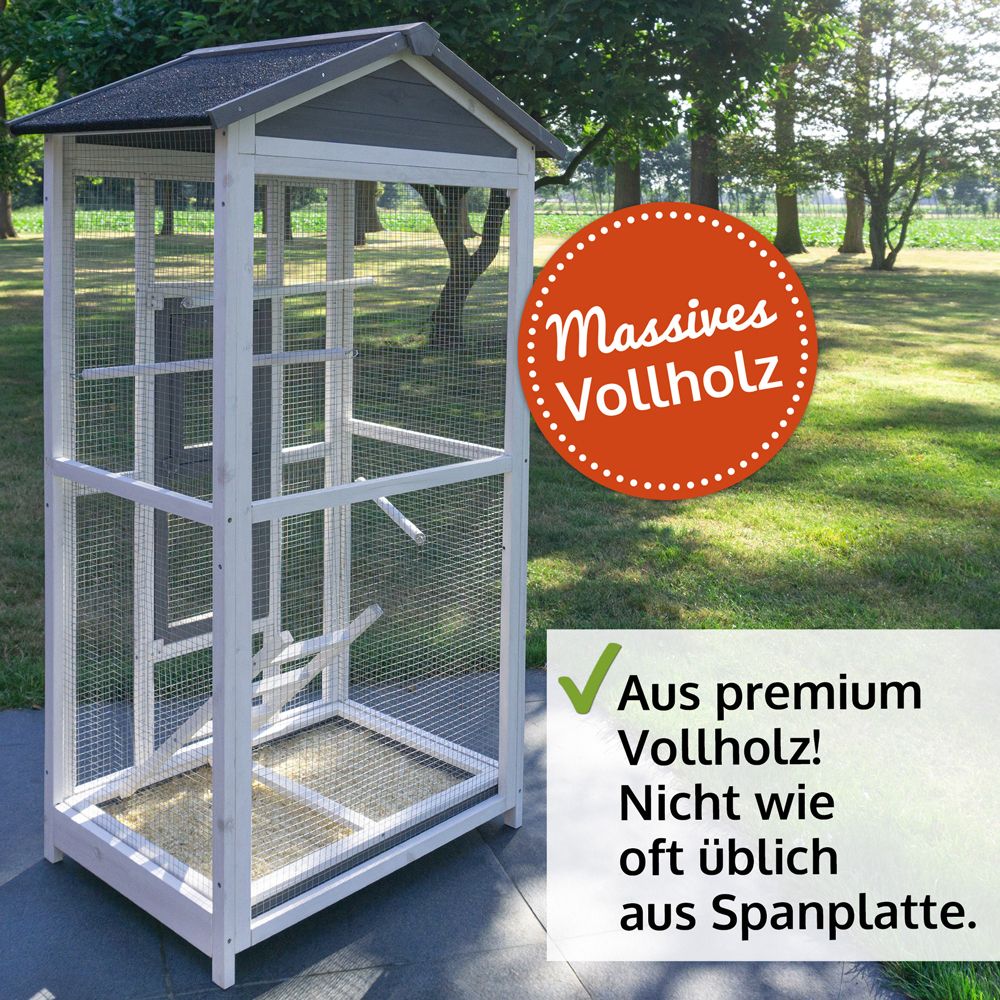 Vogelvoliere Apollo M; massives Vollholz