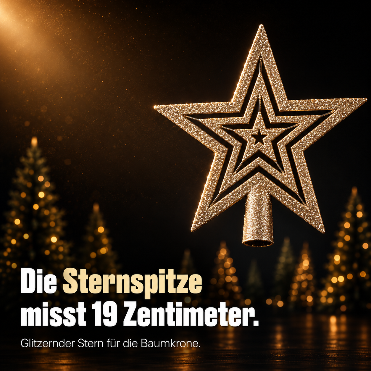 ONBEST Christbaumschmuck: Glitzernde Sternspitze mit 19 cm Größe (Dieses Bild wurde mit Hilfe von KI generiert.)