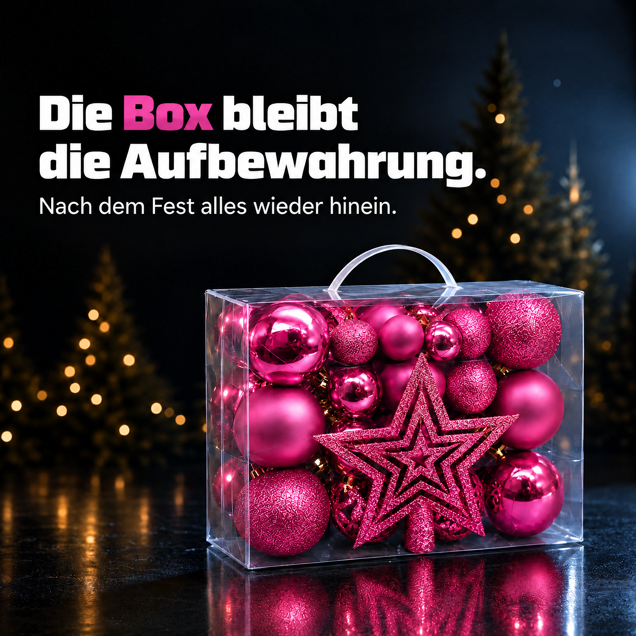 Kugel-Set Aufbewahrung: Praktische transparente Box mit Tragegriff. (Dieses Bild wurde mit Hilfe von KI generiert.)