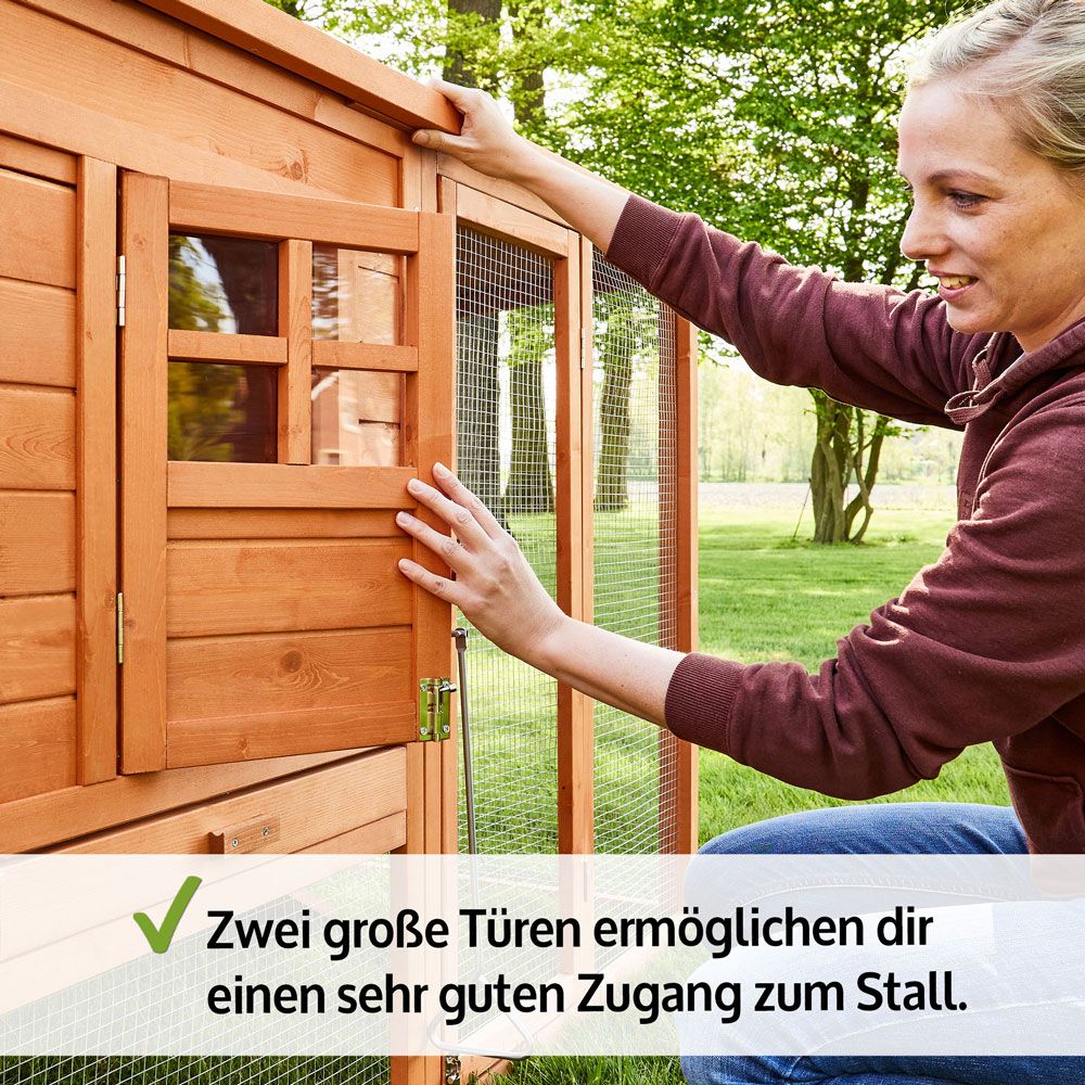 zooprinz Hühnervoliere Modell XXL zwei große Türen für einfachen und guten Zugang zum Stall