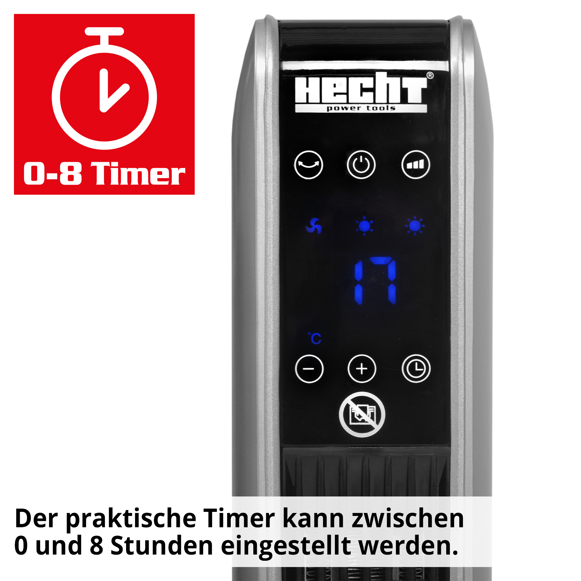 Keramik Heizlüfter; praktischer Timer zischen 0 und 8 Stunden einstellbar
