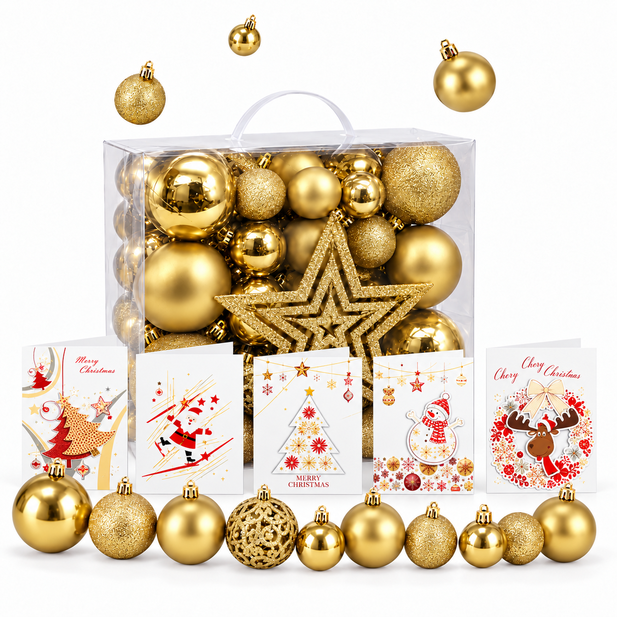 Onbest Weihnachtsbaum Kugeln 51tlg. Gold/Gold (Dieses Bild wurde mit Hilfe von KI generiert.)