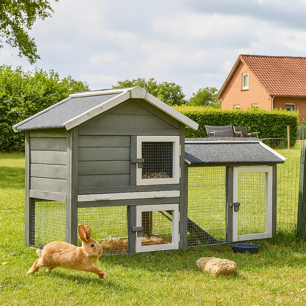 Hasenstall mit einem Auslauf