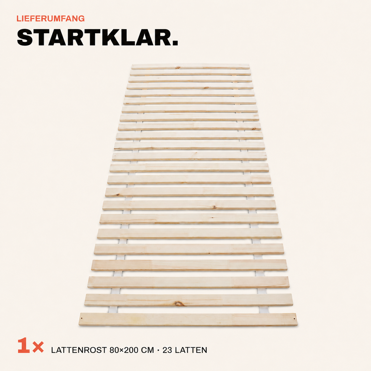 Lattenrost 80x200 cm Lieferumfang: Ein startklarer Rollrost mit 23 Latten (Dieses Bild wurde mit Hilfe von KI generiert.)