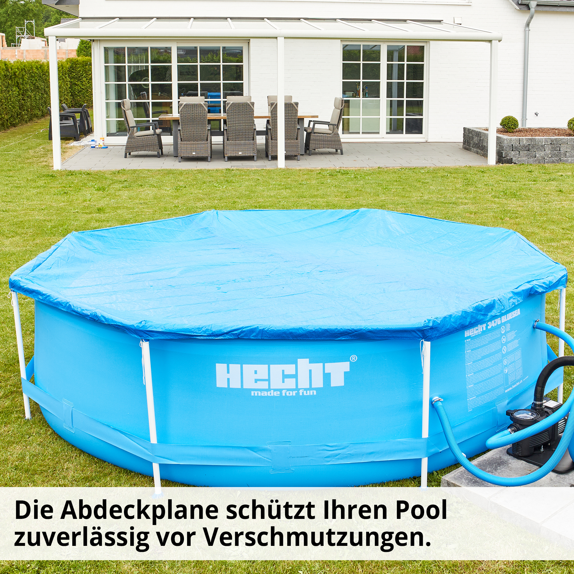 Hecht 000360 Poolabdeckung schützt Ihren Pool zuverlässig vor Verschmutzung