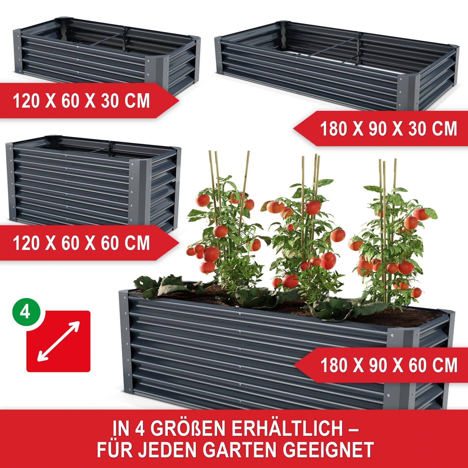 Hochbeet Stahl Anthrazit XL - In 4 Größen erhältlich