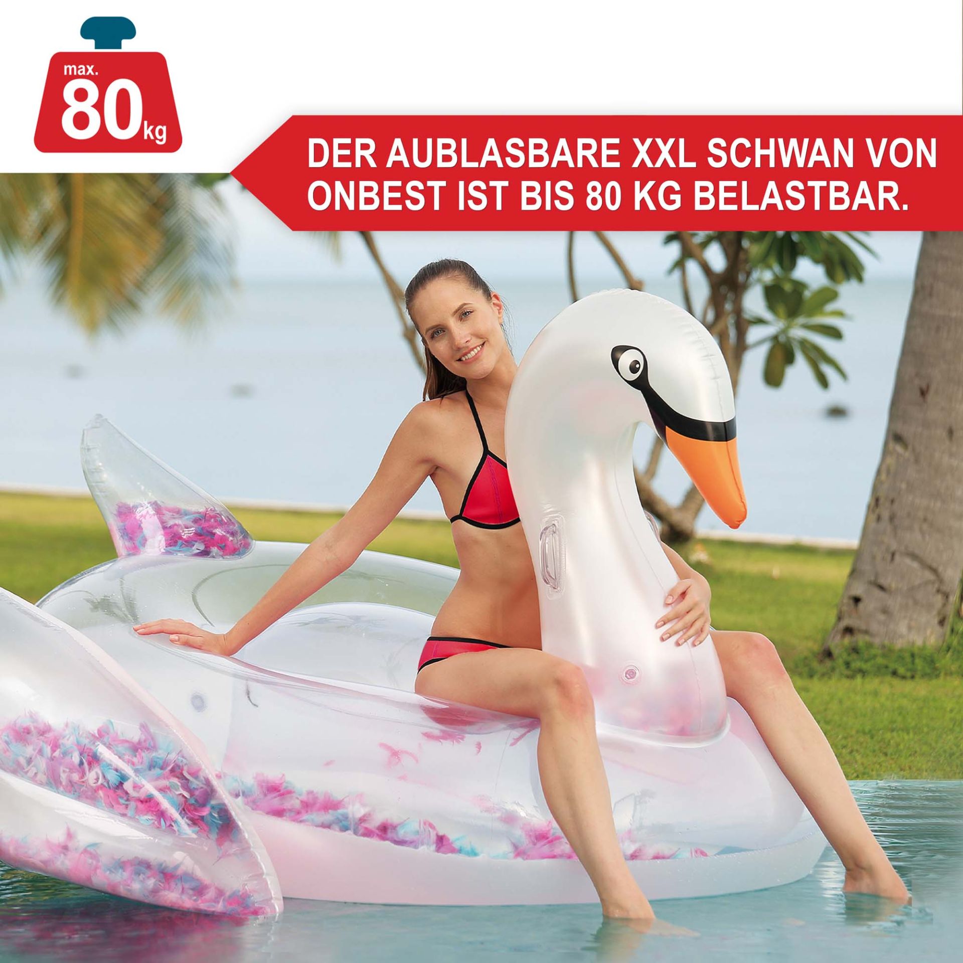 Schwimmtier Schwan - Aufblasbarer XXL Schwan ist schwer belastbar