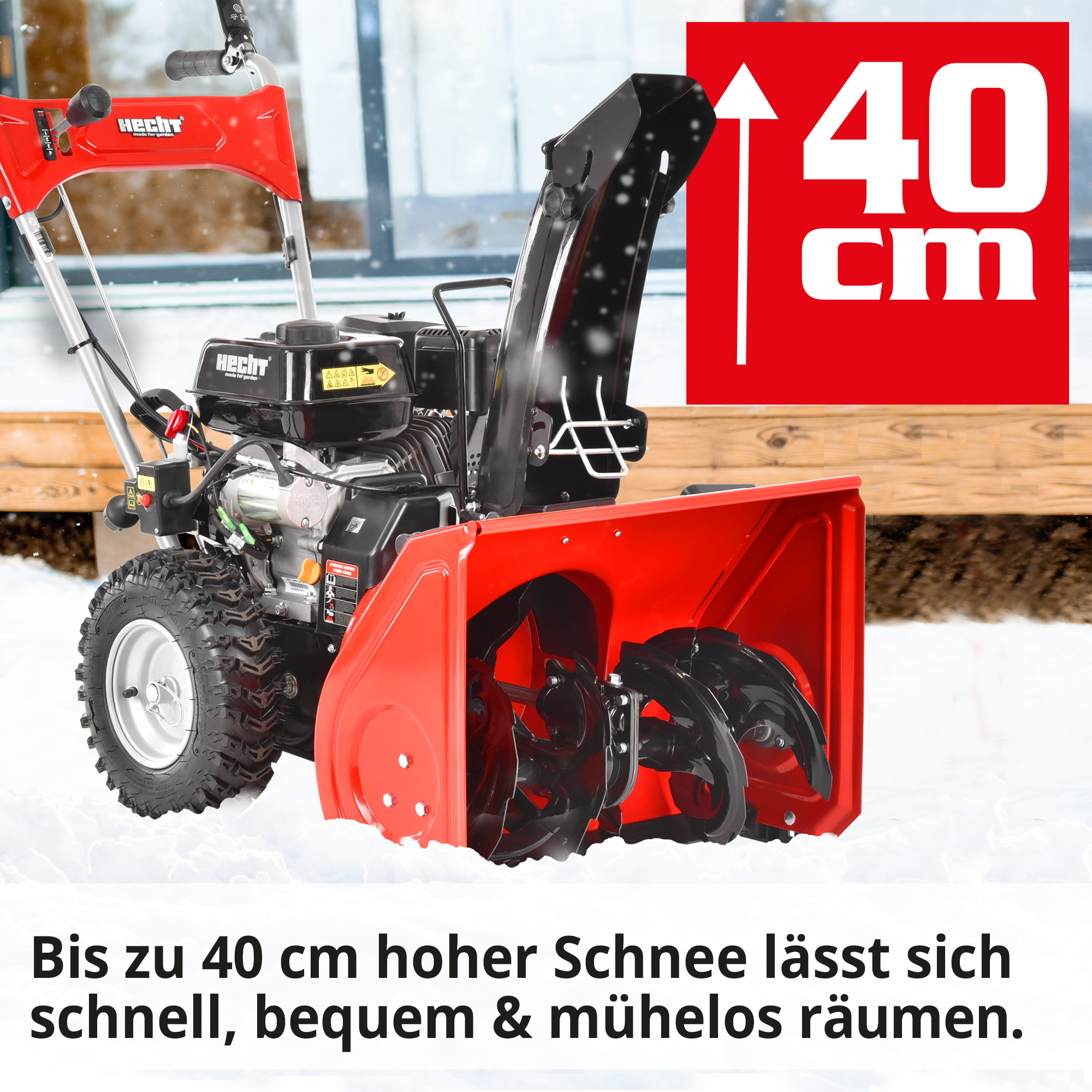 Hecht Benzin-Schneefräse mit bis zu 40 cm Schneehöhe 