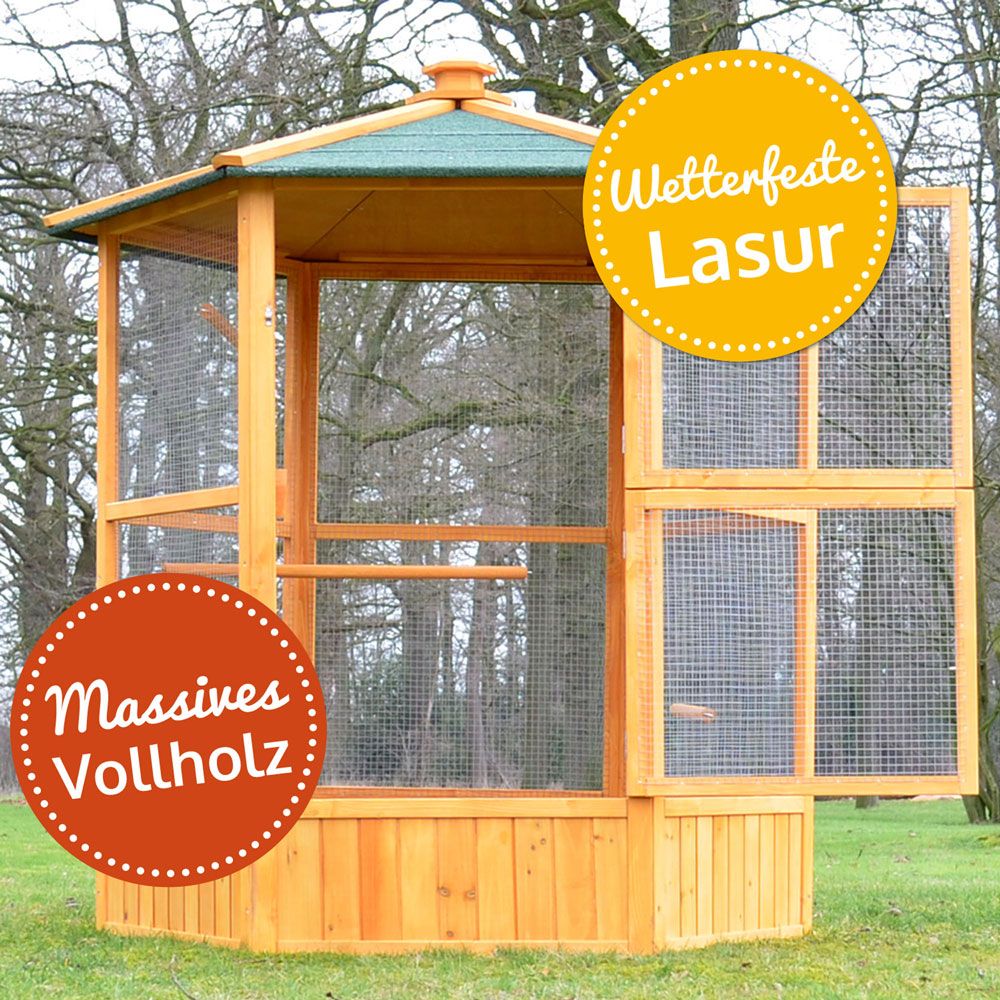 zooprinz Vogelvoliere Maxi Großes Vogelgehege aus massivem Vollholz