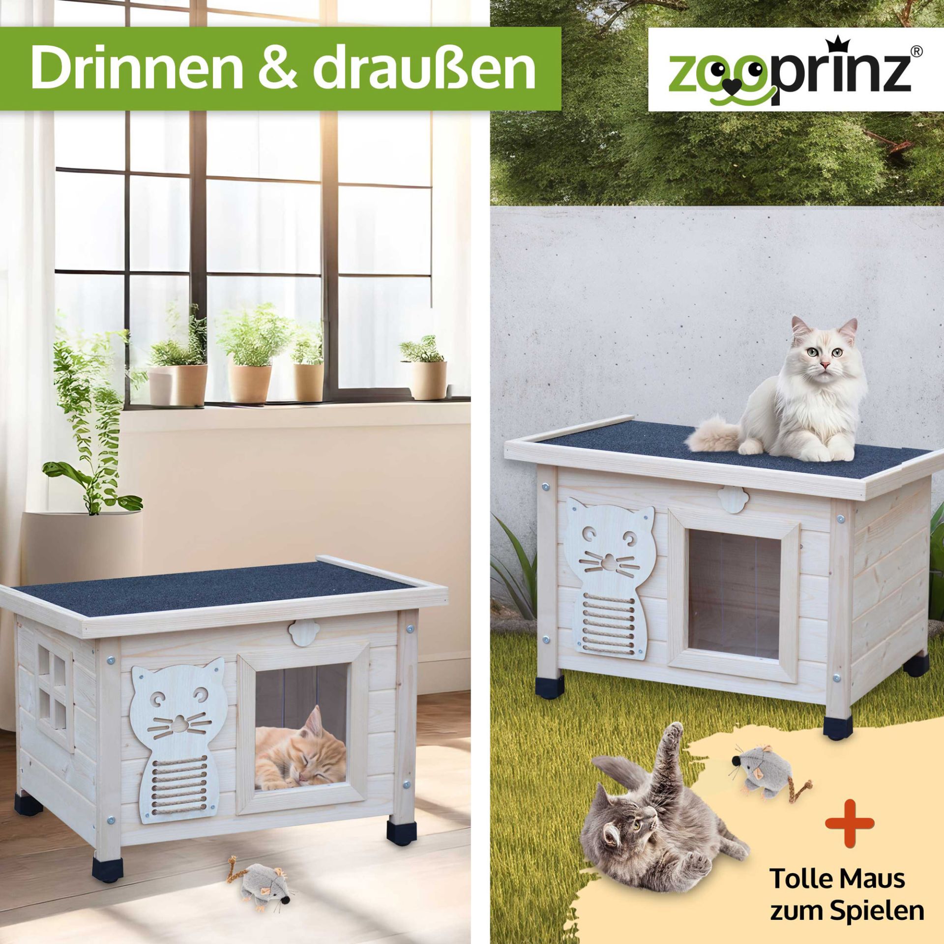 Katzen Villa Felix; Für drinnen und draußen