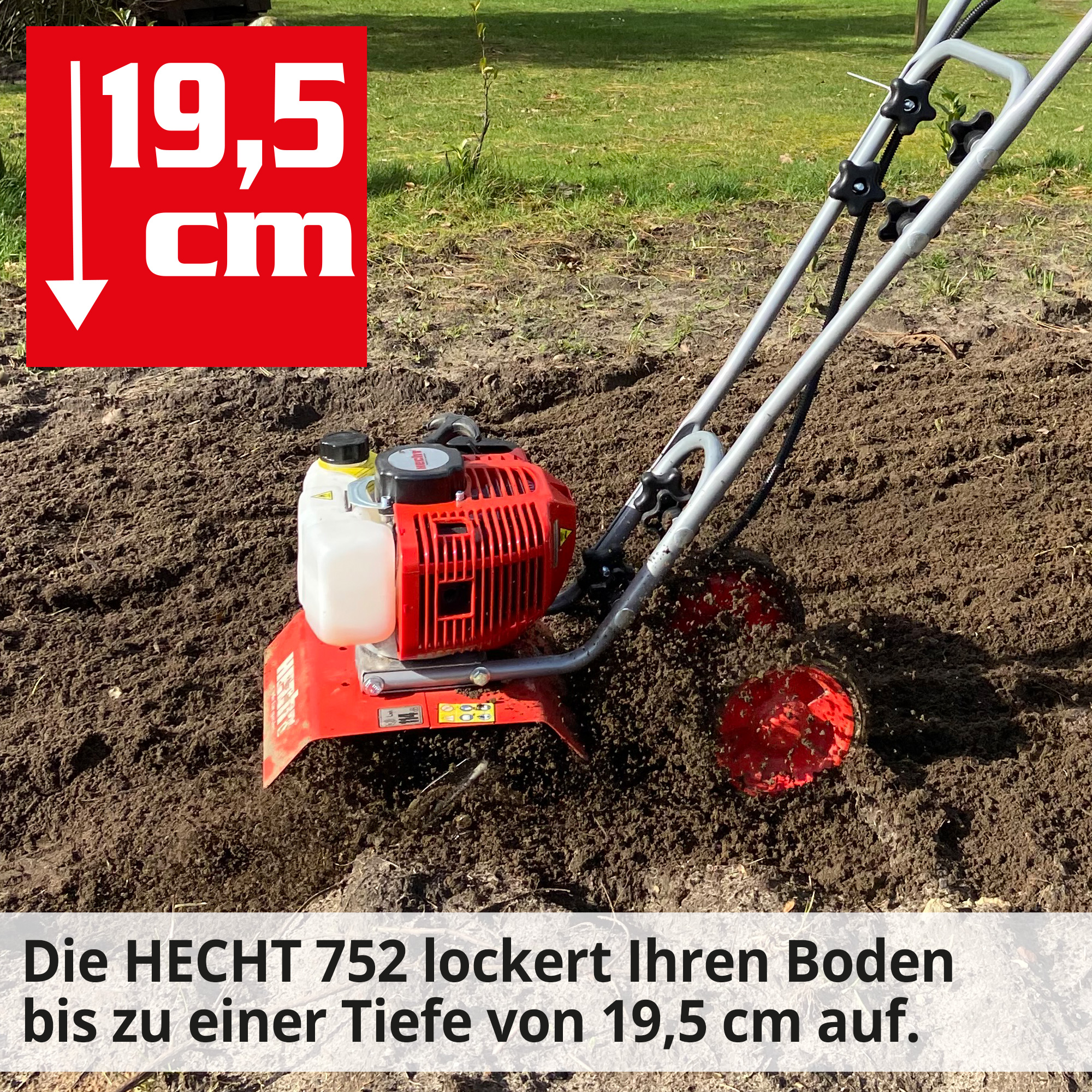 Gartenhacke; 19,5 Zentimeter tief in die Erde graben