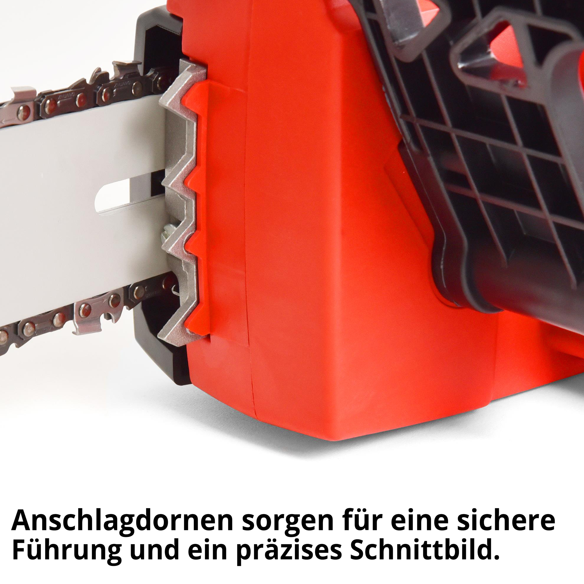 Elektro-Kettensäge mit anschlagdornen für sicheres arbeiten 