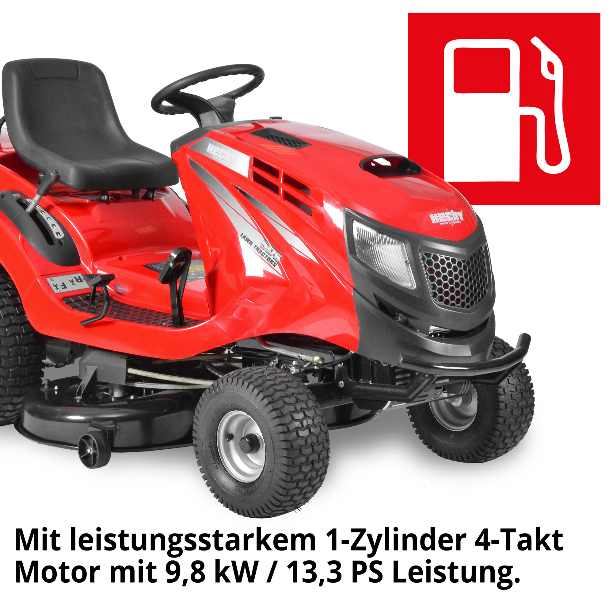 Hecht Benzin-Rasentraktor Aufsitzmäher 5176 mit 4-Takt Briggs and Stratton Motor und 270 Liter Grasfangkorb 