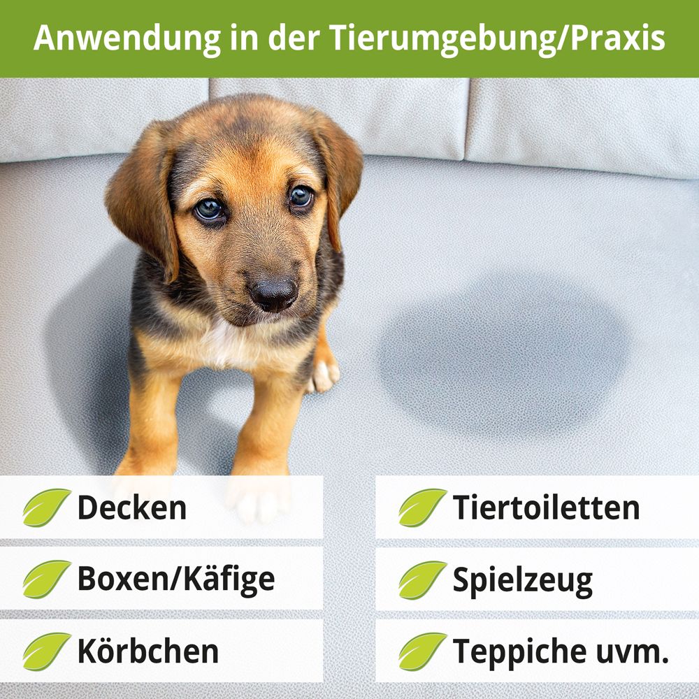 Geruchsvernichter & Sprühflasche; Anwendung in der Tierumgebung/ Praxis; Decken, Boxen/Käfig, Körbchen, Tiertoiletten, Spielzeug, Teppiche