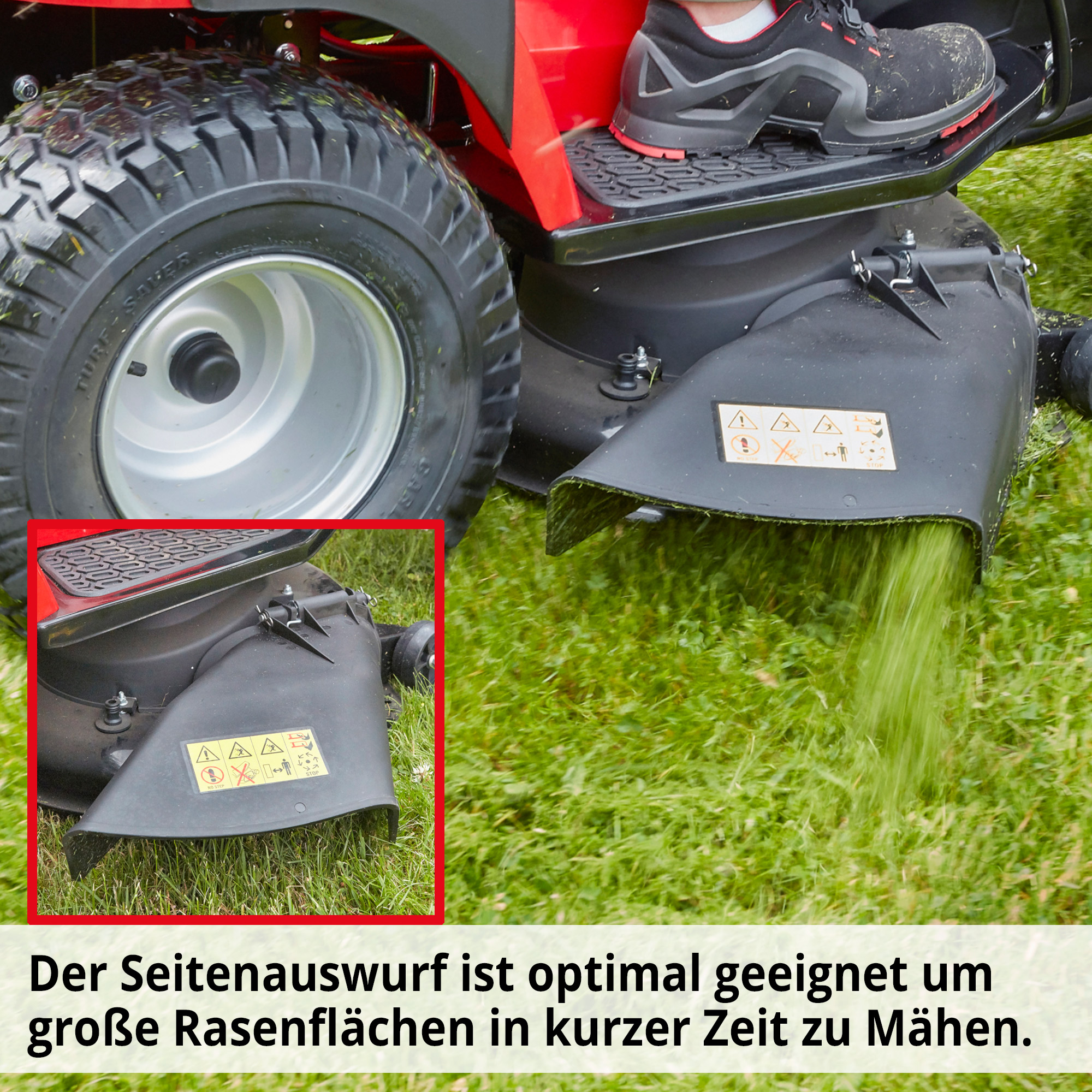 Hecht Benzin-Rasentraktor Aufsatzmäher mit Seitenauswurf und Optimal zum Mulchmähen 