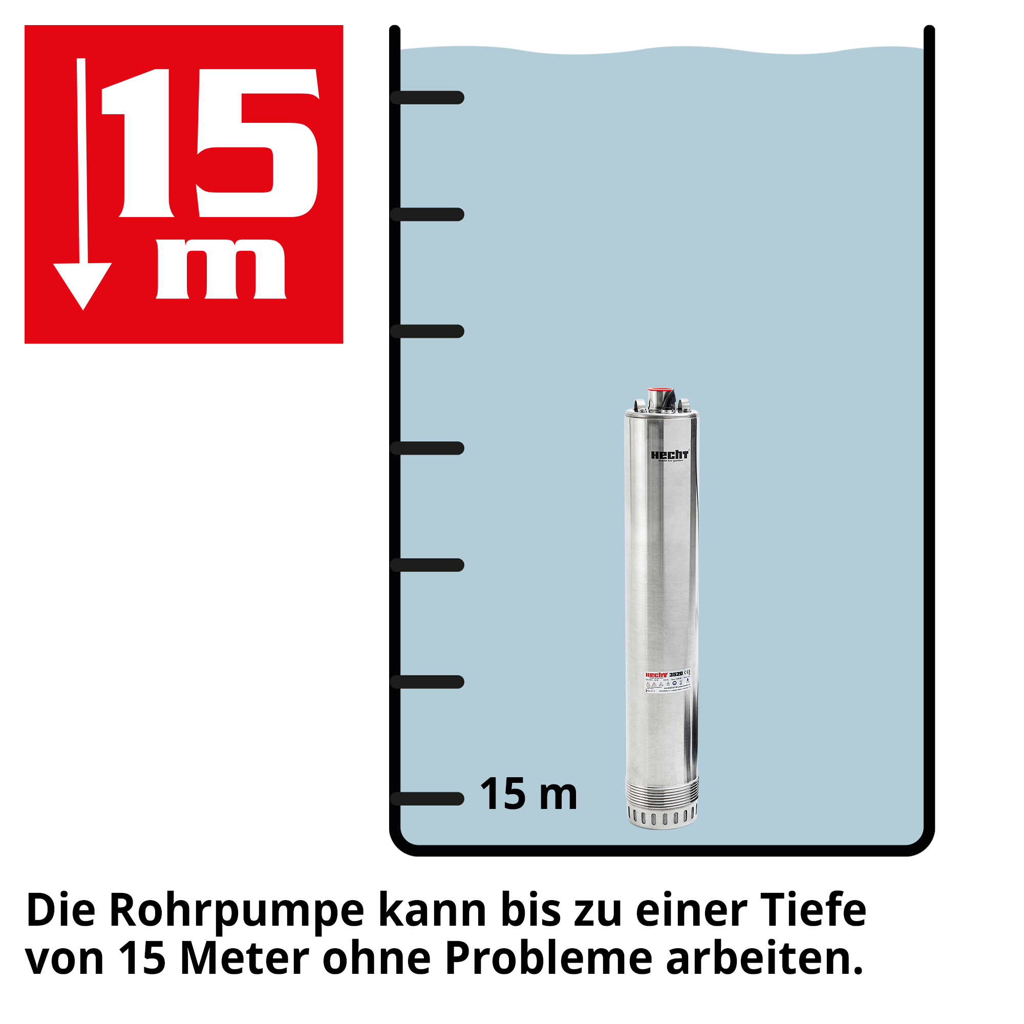 Rohrpumpe; Bis zu 15 Meter Tiefe