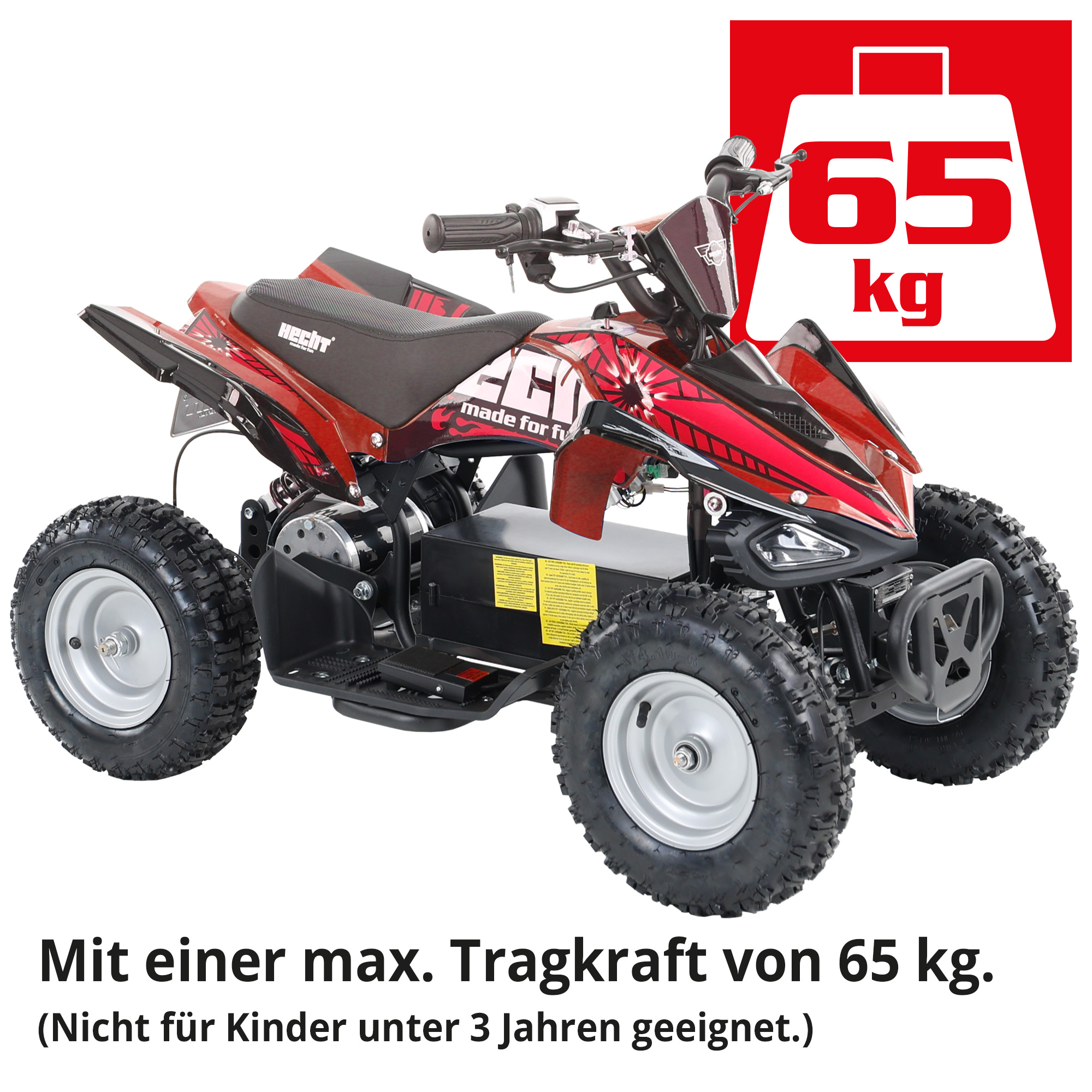Hecht 54100 Rot QUAD mit einer hohen maximalen Tragkraft von 65 Kilogramm; nicht für Kinder unter 3 Jahre