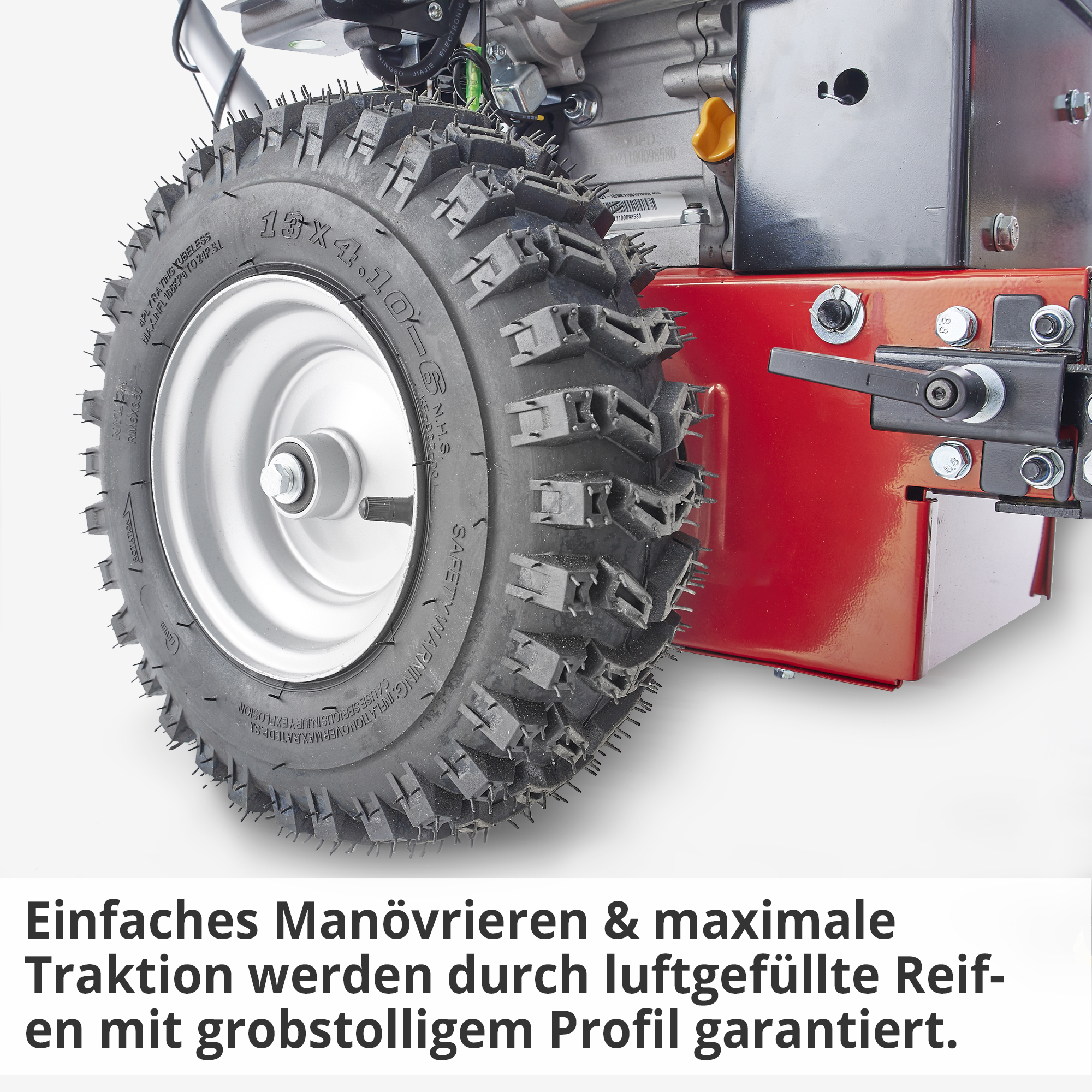 HECHT Benzin Kehrmaschine 8616 SE Set 2 mit luftgefüllten Reifen zum einfachen Manövrieren
