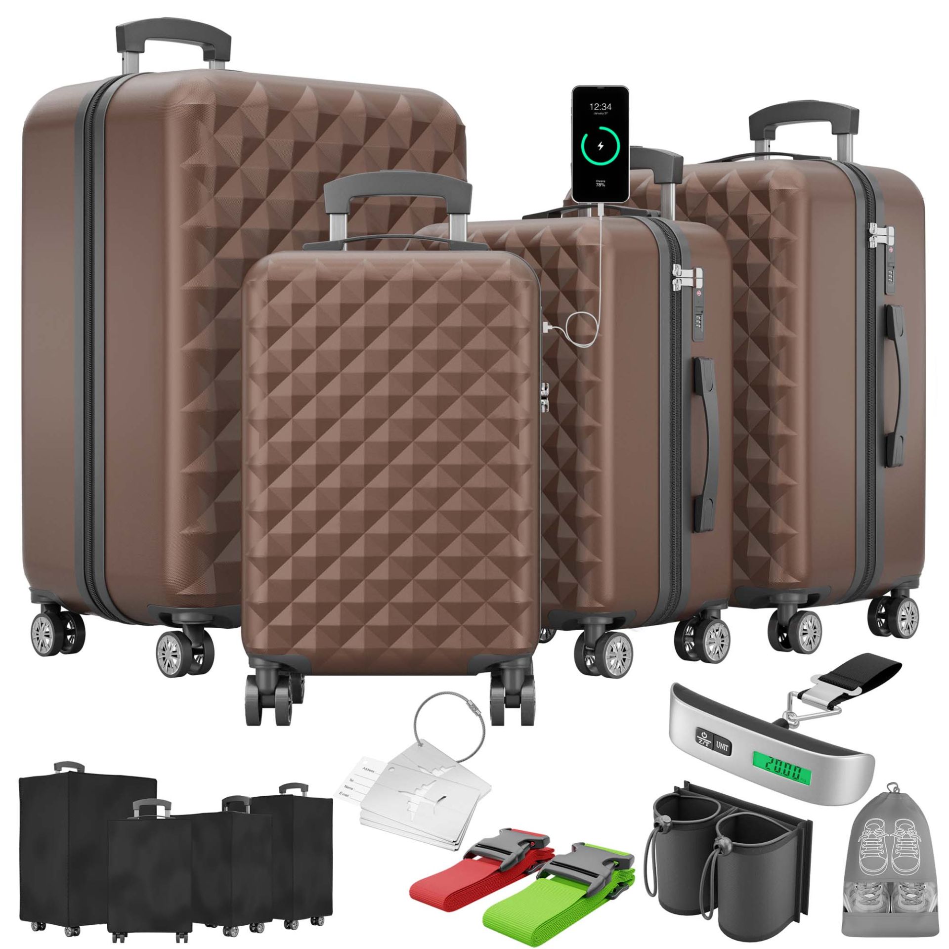 Kofferset ONBEST Premium 4-teilig mit Zubehör und USB-Anschluss – robust, stapelbar & elegant