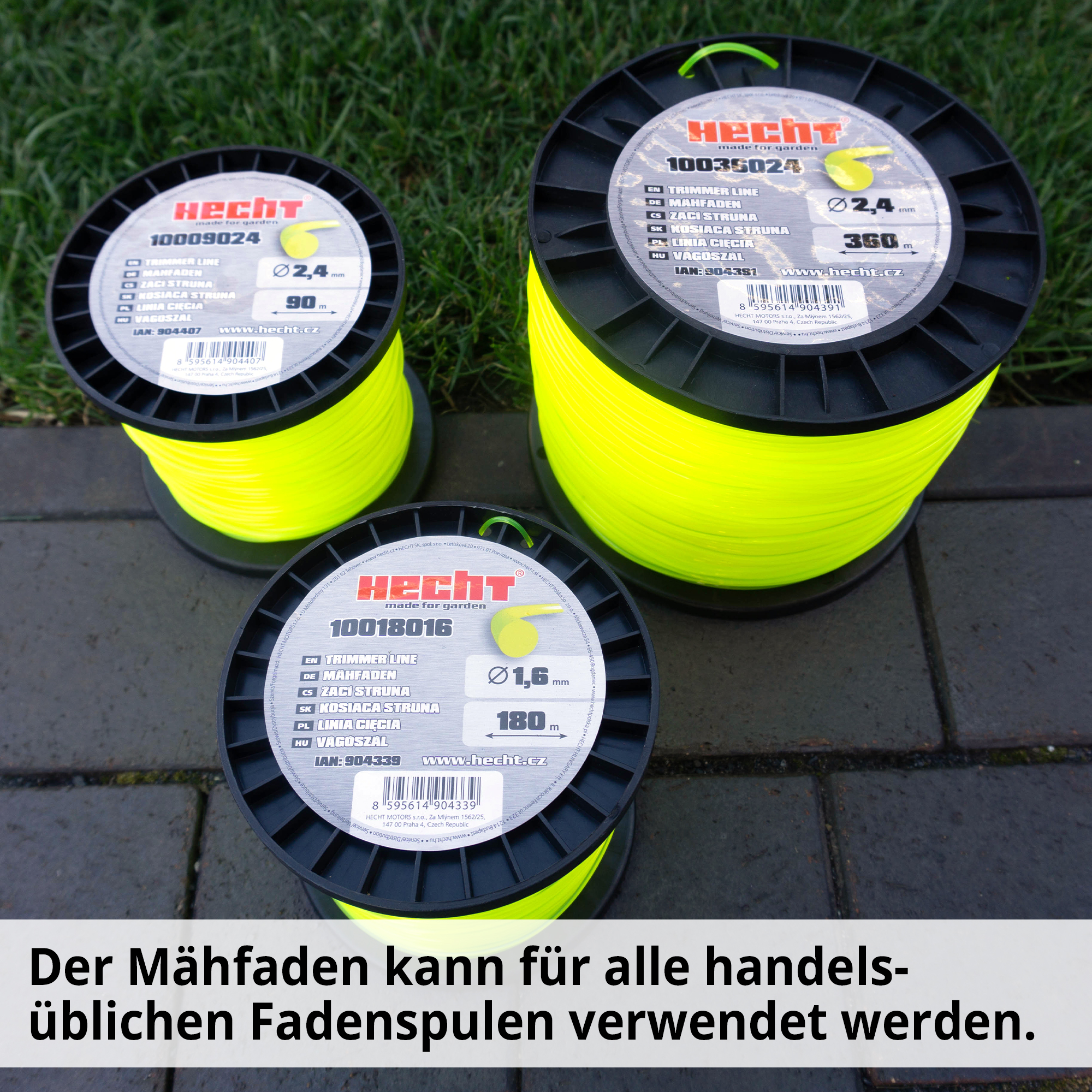 Hecht 10036024 Mähfaden; Der Mähfaden kann für alle handelsüblichen Fadenspulen verwendet werden