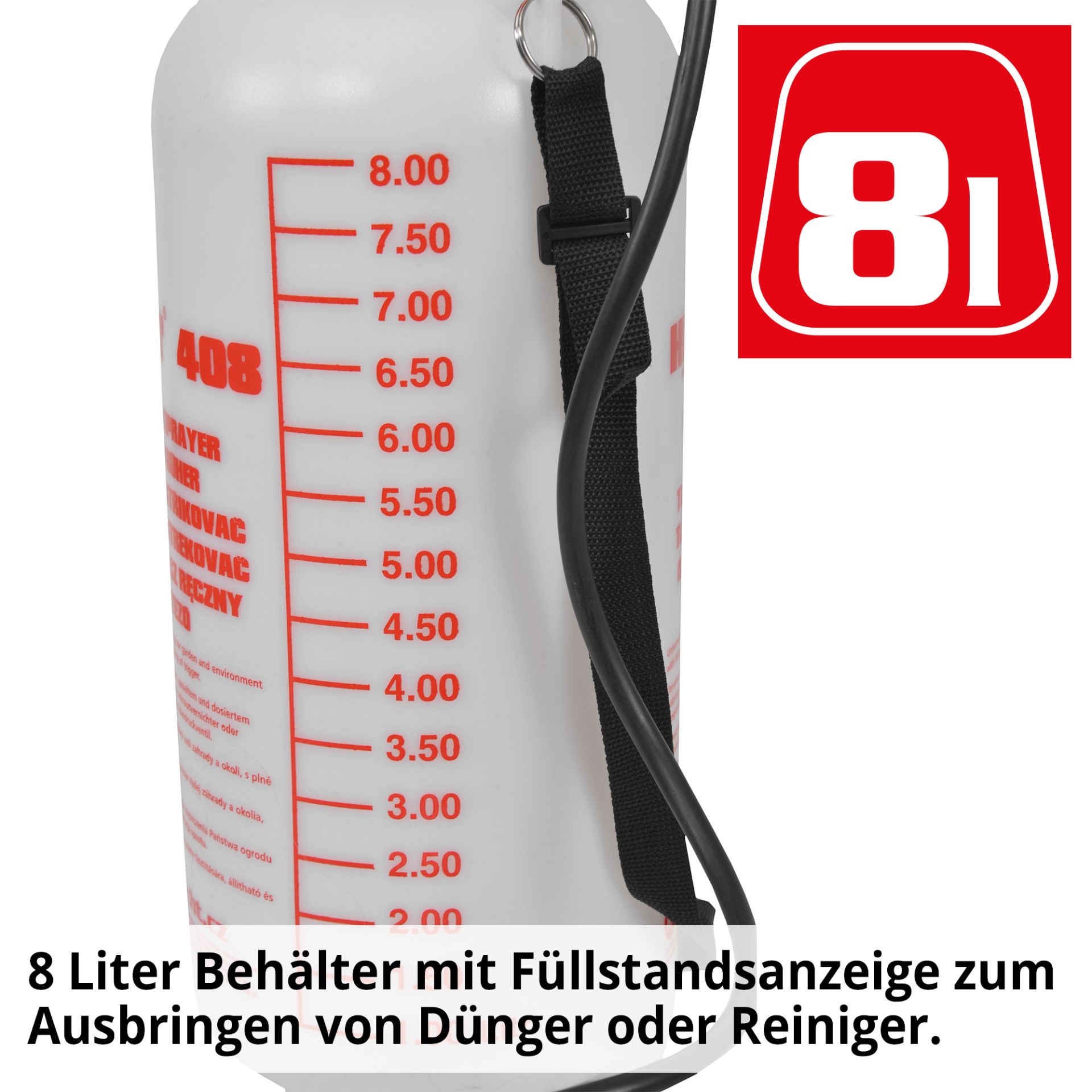 HECHT Gartenspritze 408 großer Behälter mit Füllstandsanzeige