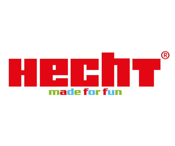 Motocrosshelm Hecht Logo als Markenzeichen für Kinderfahrzeuge und sportliche Freizeitprodukte.
