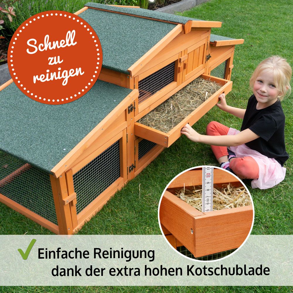 Hasenstall König einfach zu reinigen durch hohe Kotschublade Zooprinz