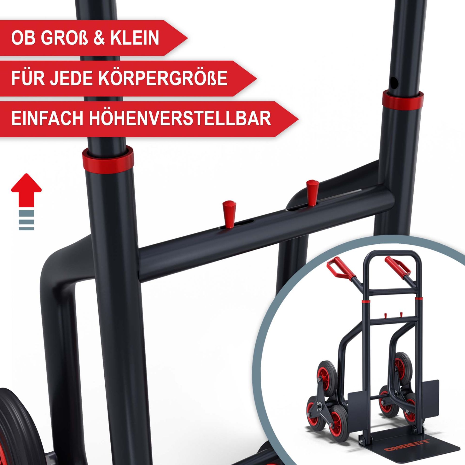Treppensackkarre klappbar - Für jede Körpergröße, einfach Höhenverstellbar